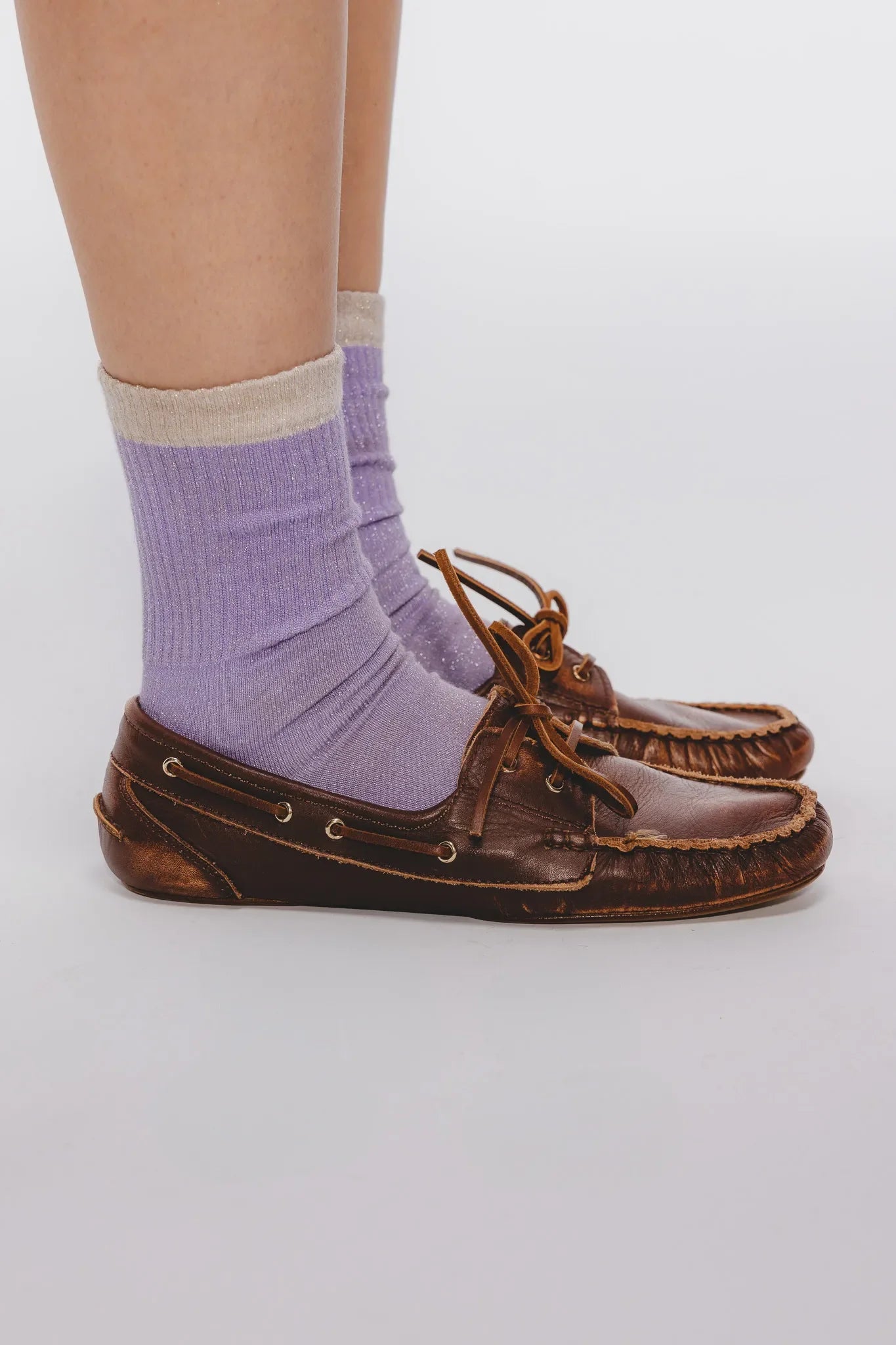 Skarpetki Brydzia Lurex Lawendowy