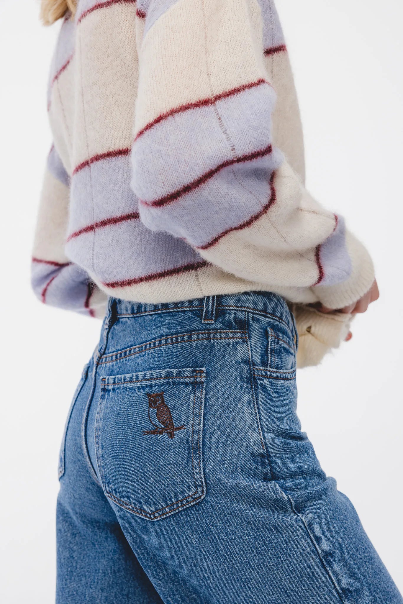 Spodnie Edyta Haft Ciemny Niebieski