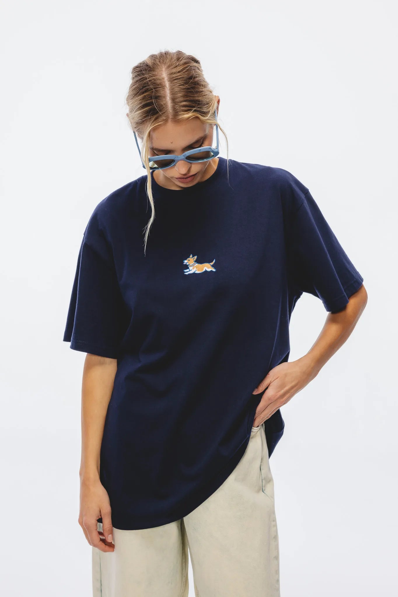 T-shirt Dru Haft Granatowy