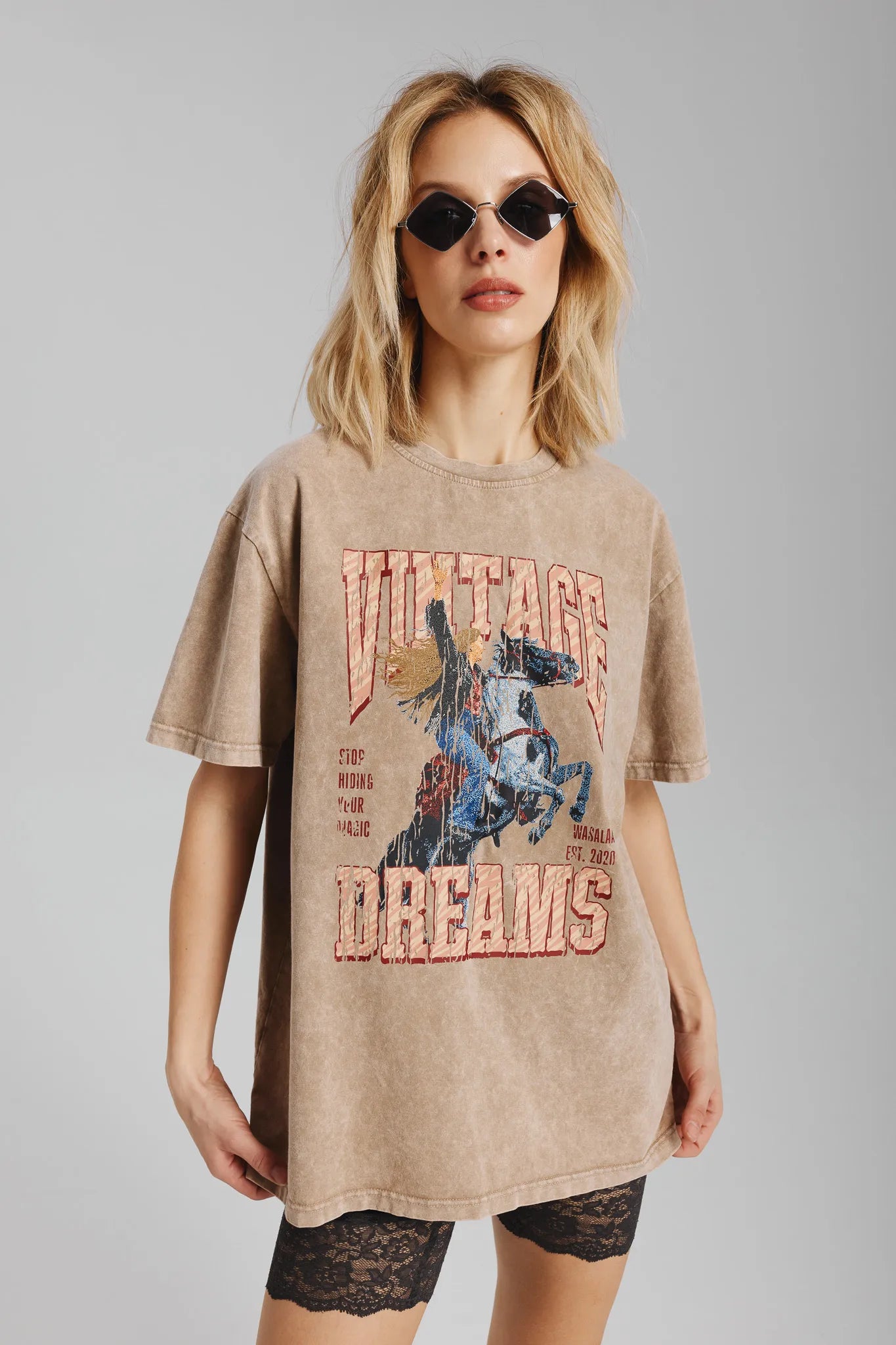 T-shirt Dru Vintage Print Sprany Toffi