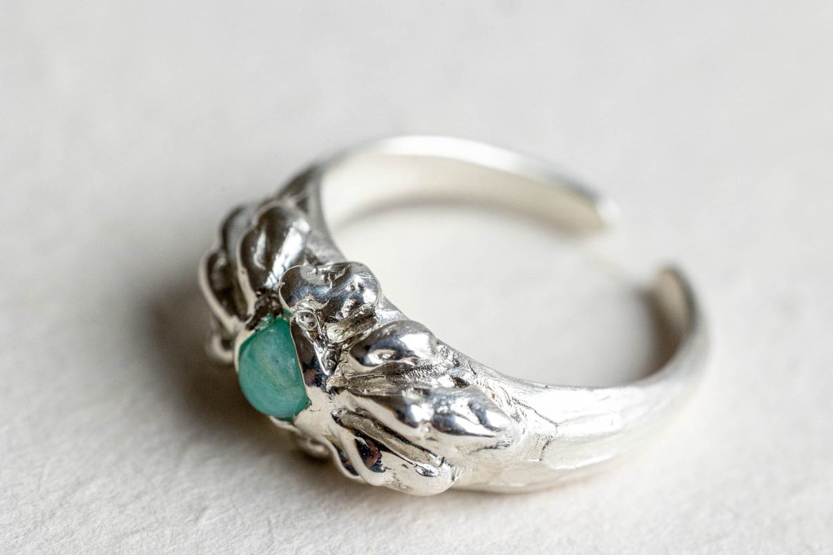 Pierścionek Oplotka Srebrny Amazonit