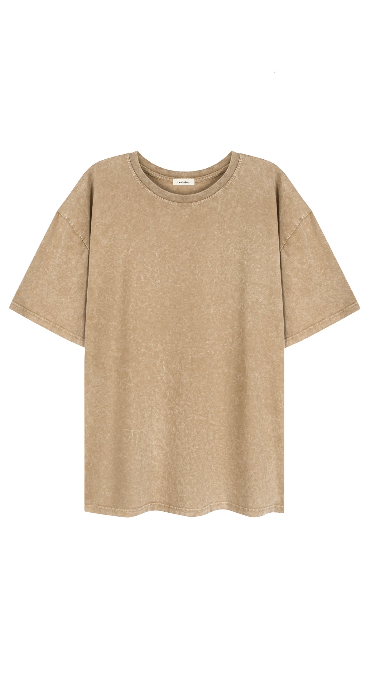 T-shirt Dru Vintage Print Sprany Karmelowy