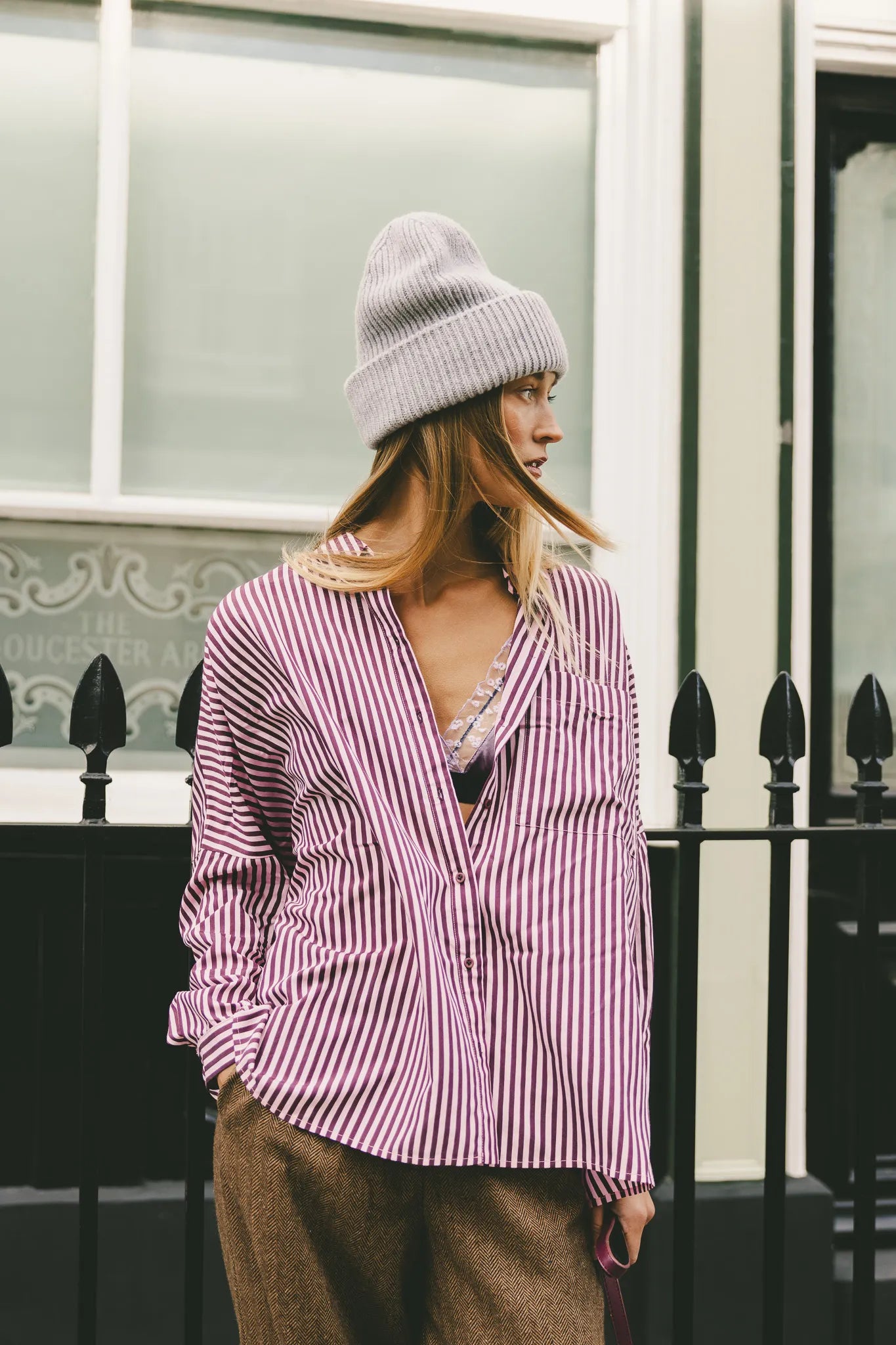 Koszula Mila Różowy-Bordowy