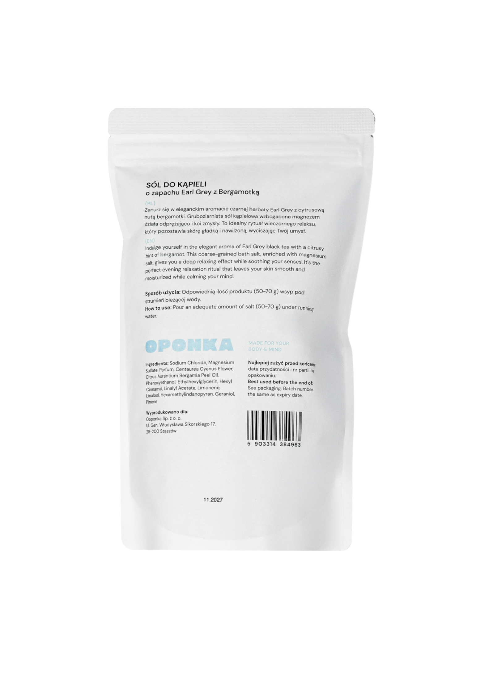 Sól do kąpieli o zapachu Earl Grey z Bergamotką