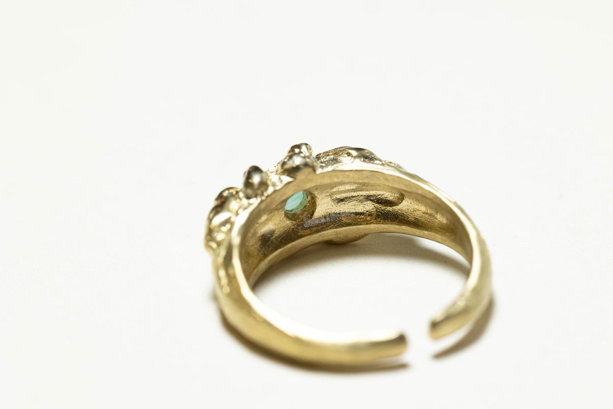 Pierścionek Oplotka Złoty Amazonit