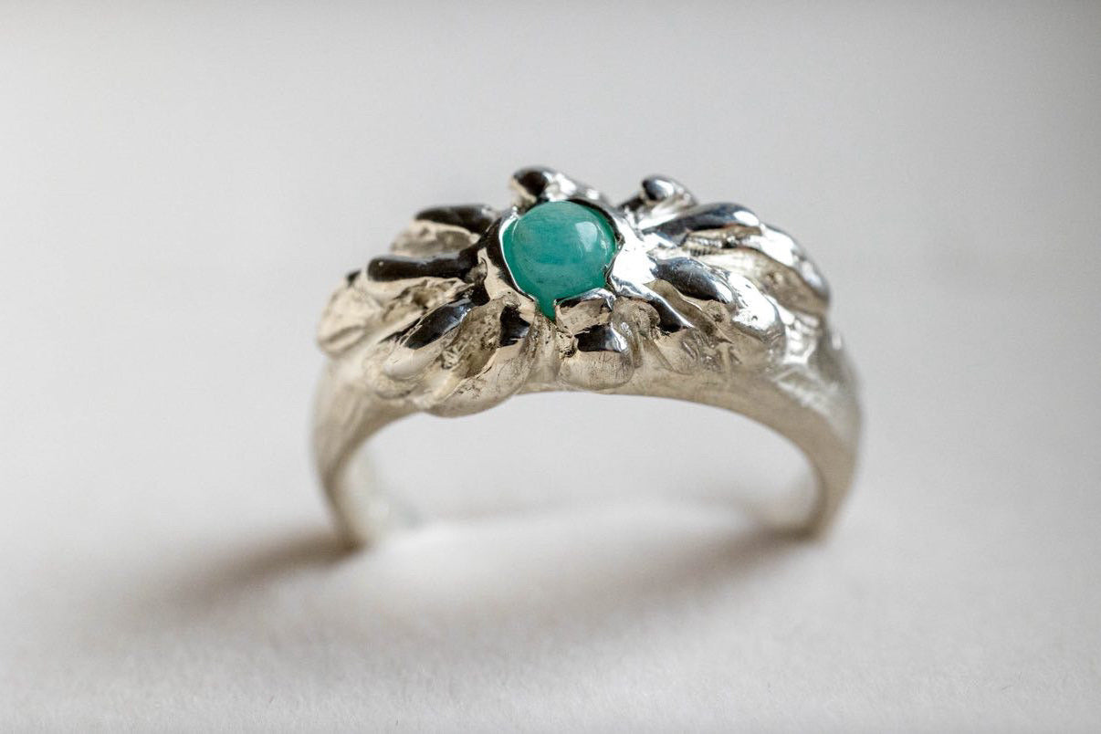 Pierścionek Oplotka Srebrny Amazonit