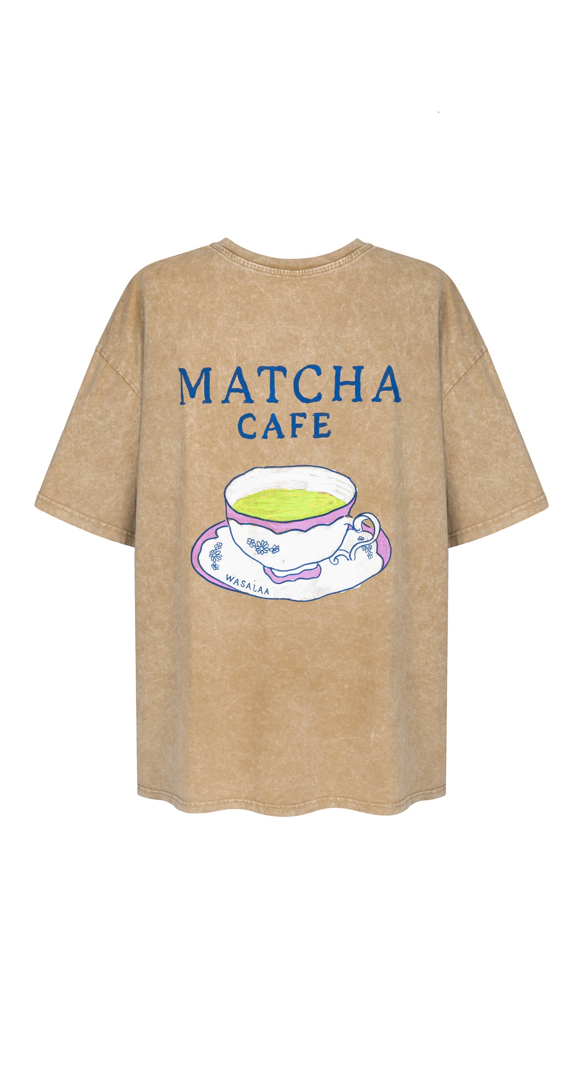 T-shirt Dru Vintage Print Sprany Karmelowy