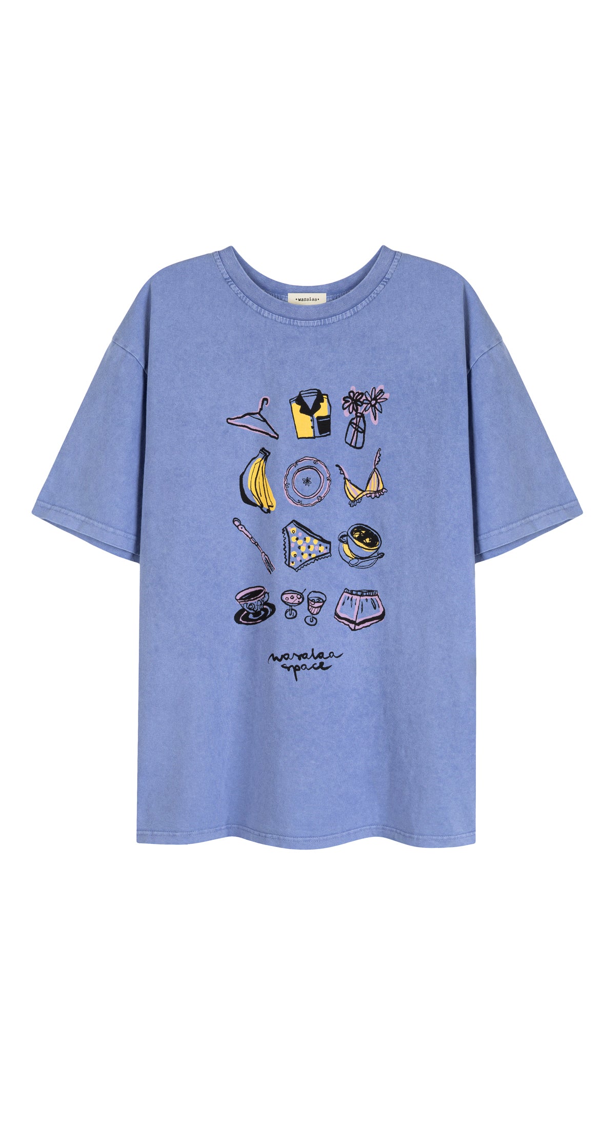 T-shirt Dru Vintage Print Space Sprany Jagodowy