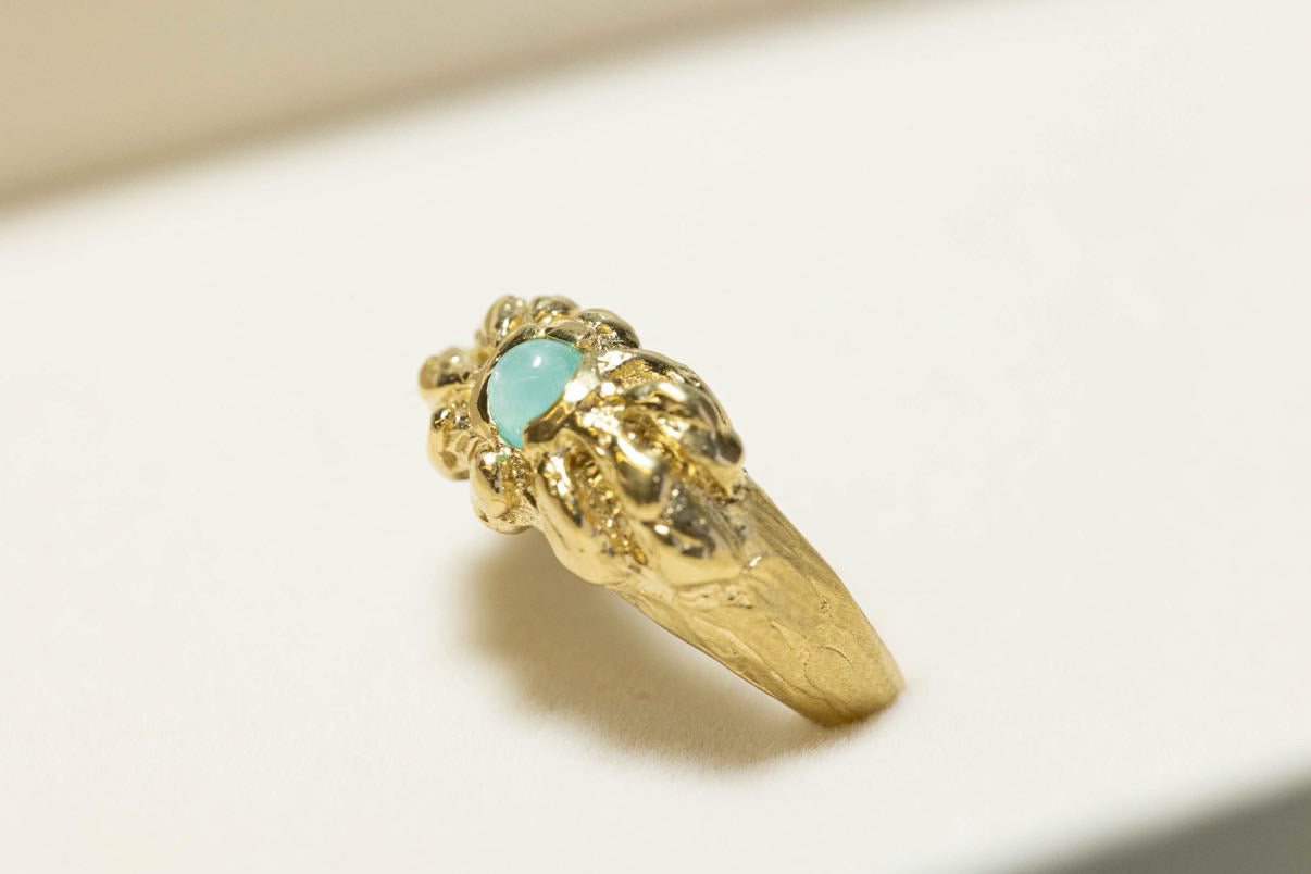 Pierścionek Oplotka Złoty Amazonit