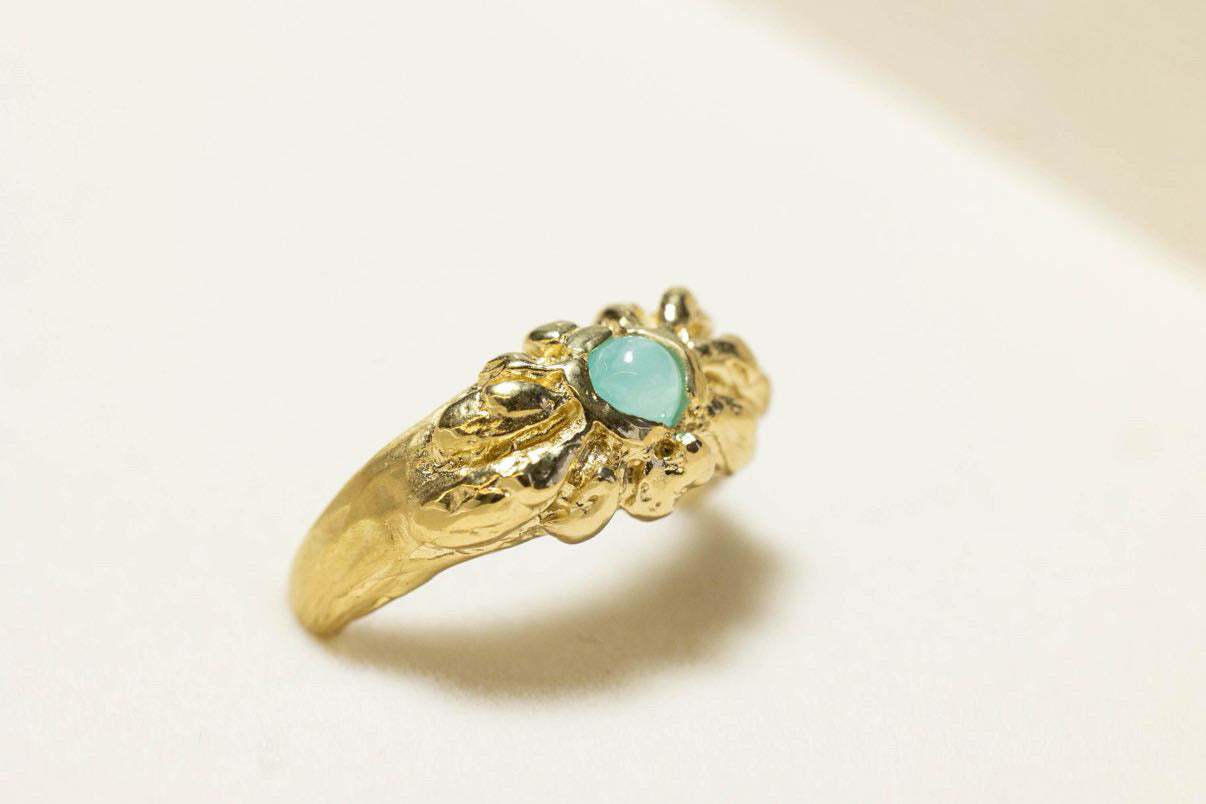 Pierścionek Oplotka Złoty Amazonit