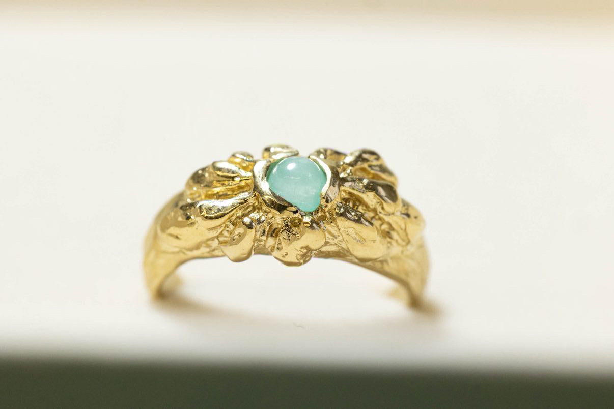 Pierścionek Oplotka Złoty Amazonit