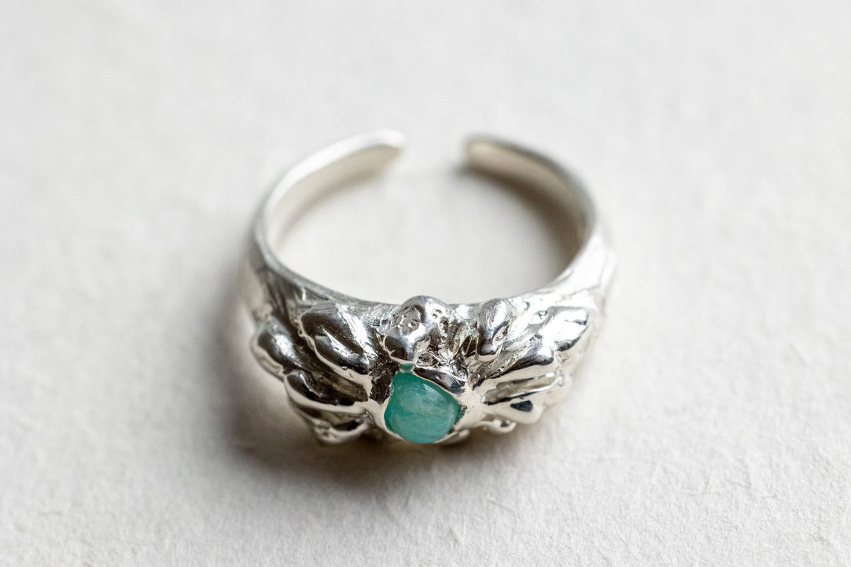 Pierścionek Oplotka Srebrny Amazonit