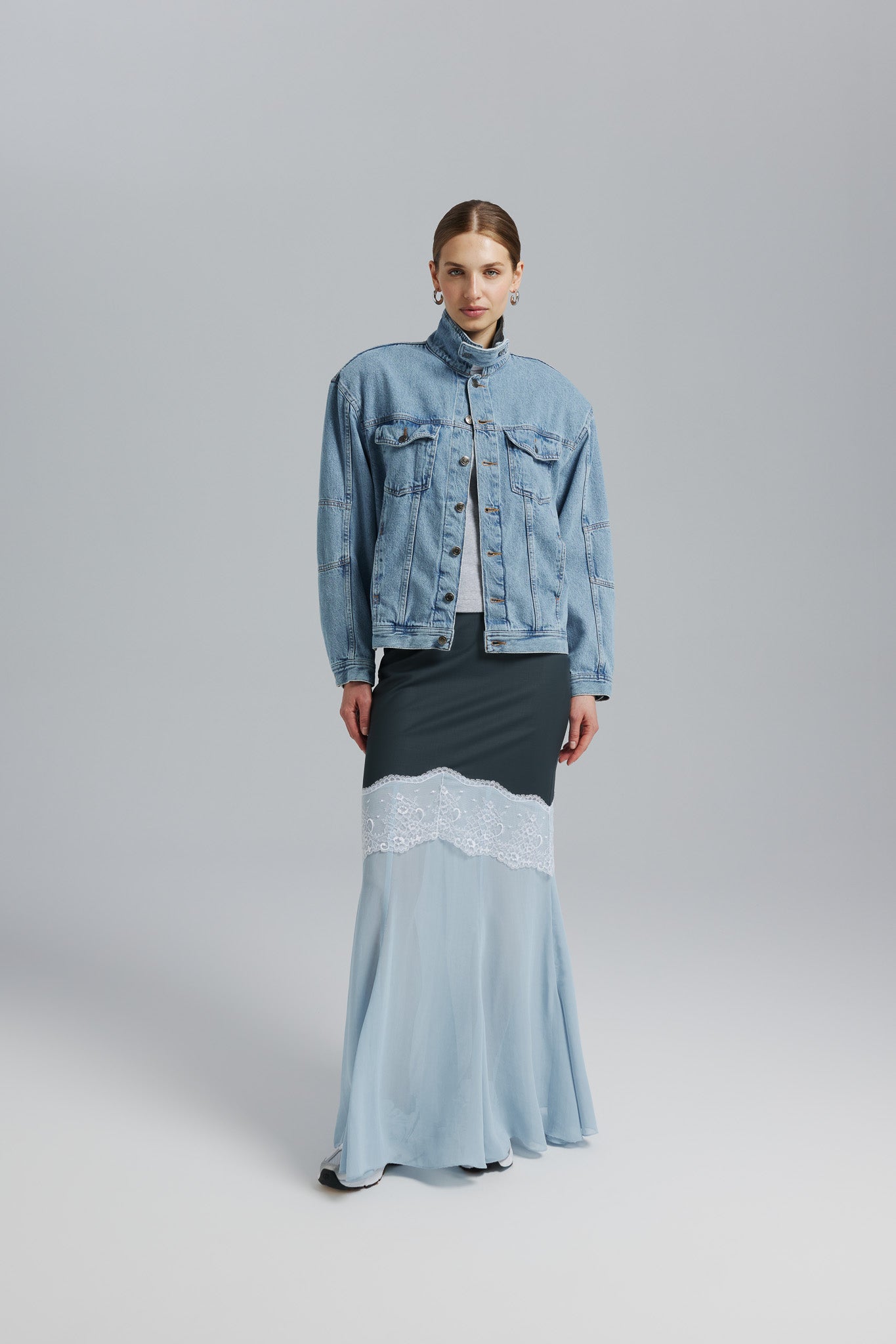 Spódnica Aziza Lace Stalowy