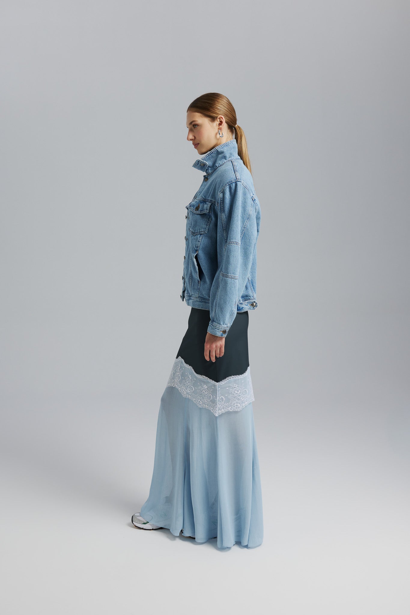 Spódnica Aziza Lace Stalowy