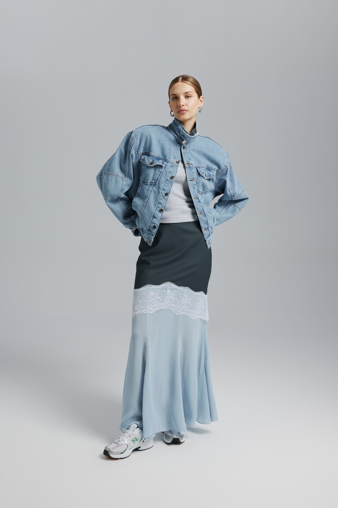 Spódnica Aziza Lace Stalowy