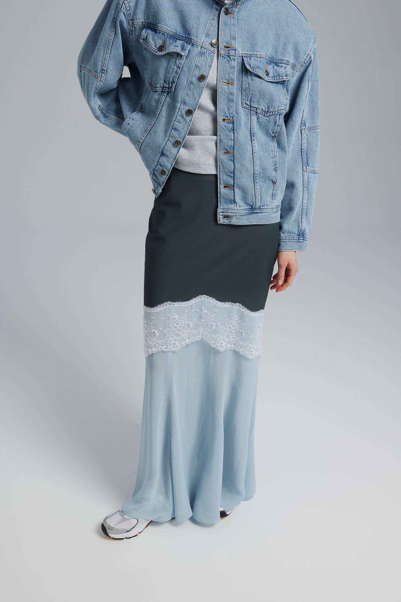 Spódnica Aziza Lace Stalowy