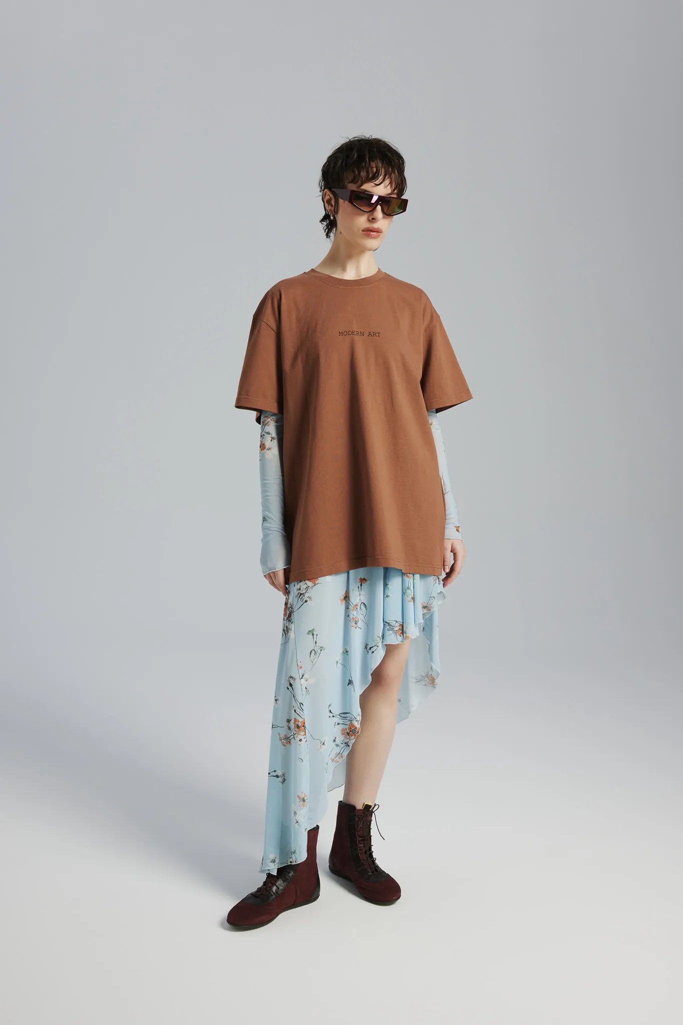 T-shirt Dru Print Orzechowy