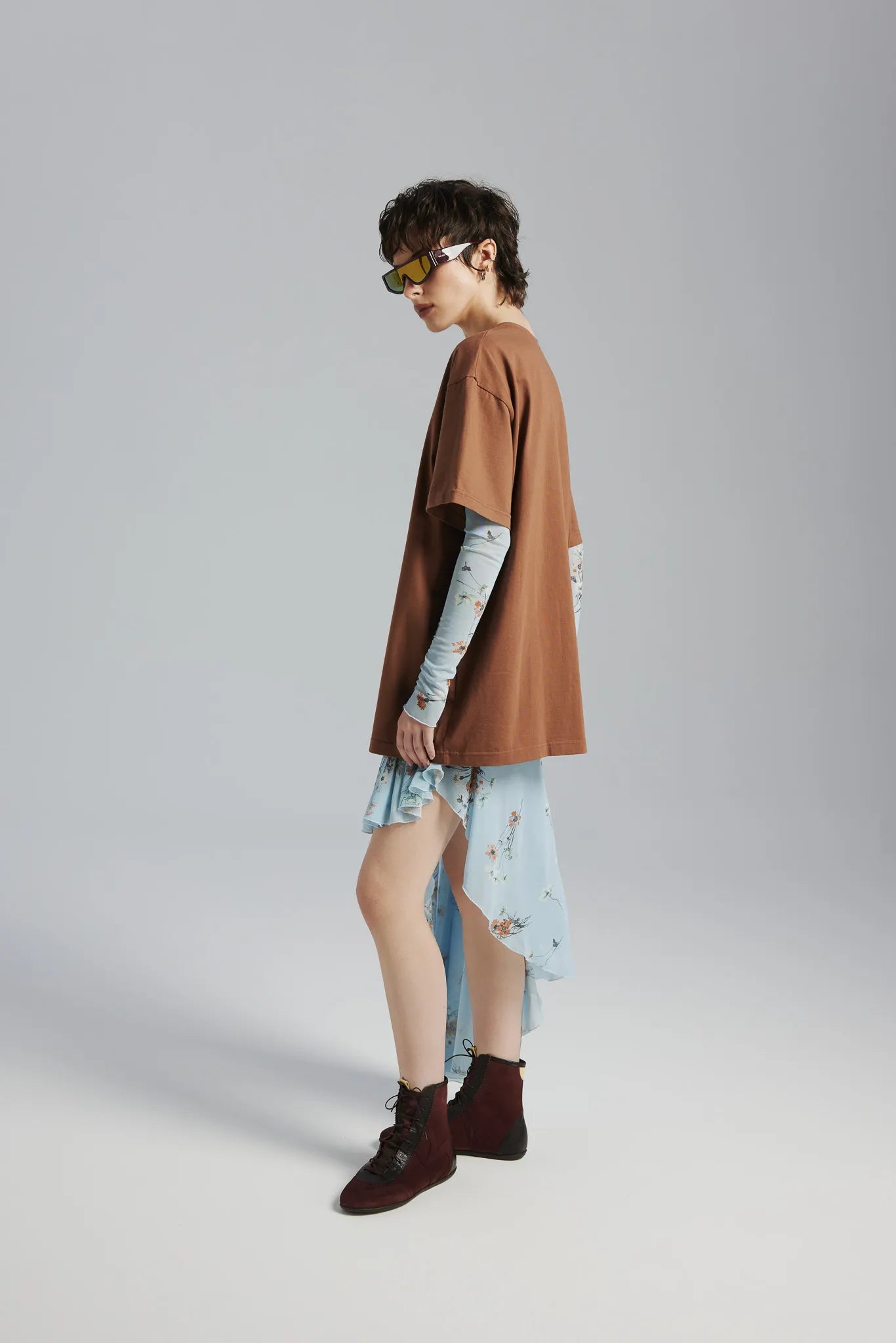 T-shirt Dru Print Orzechowy