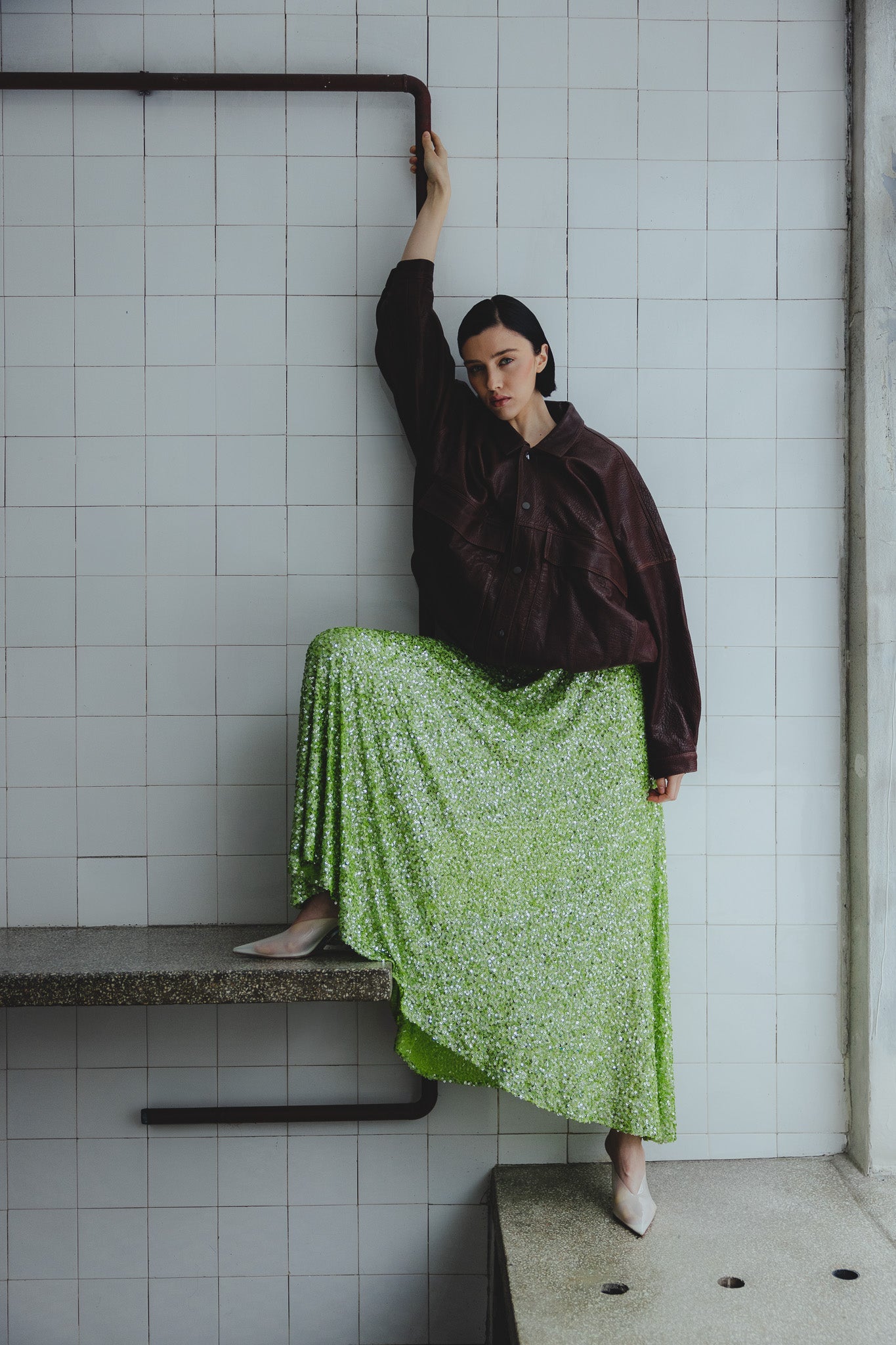 Spódnica cekinowa Grace Zielony