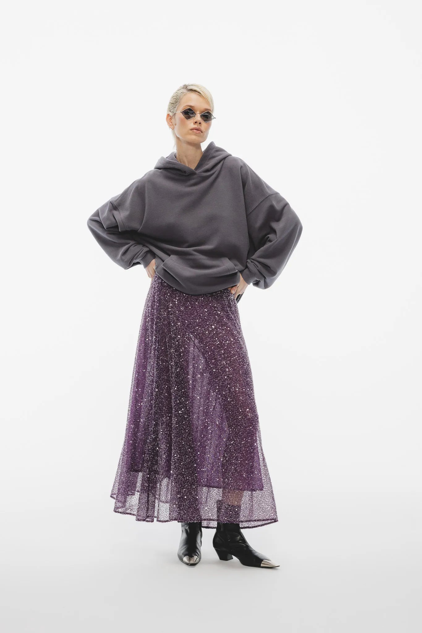 Spódnica cekinowa Grace Śliwkowy