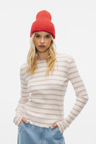 Longsleeve Frezja Paski Off White-Cegła