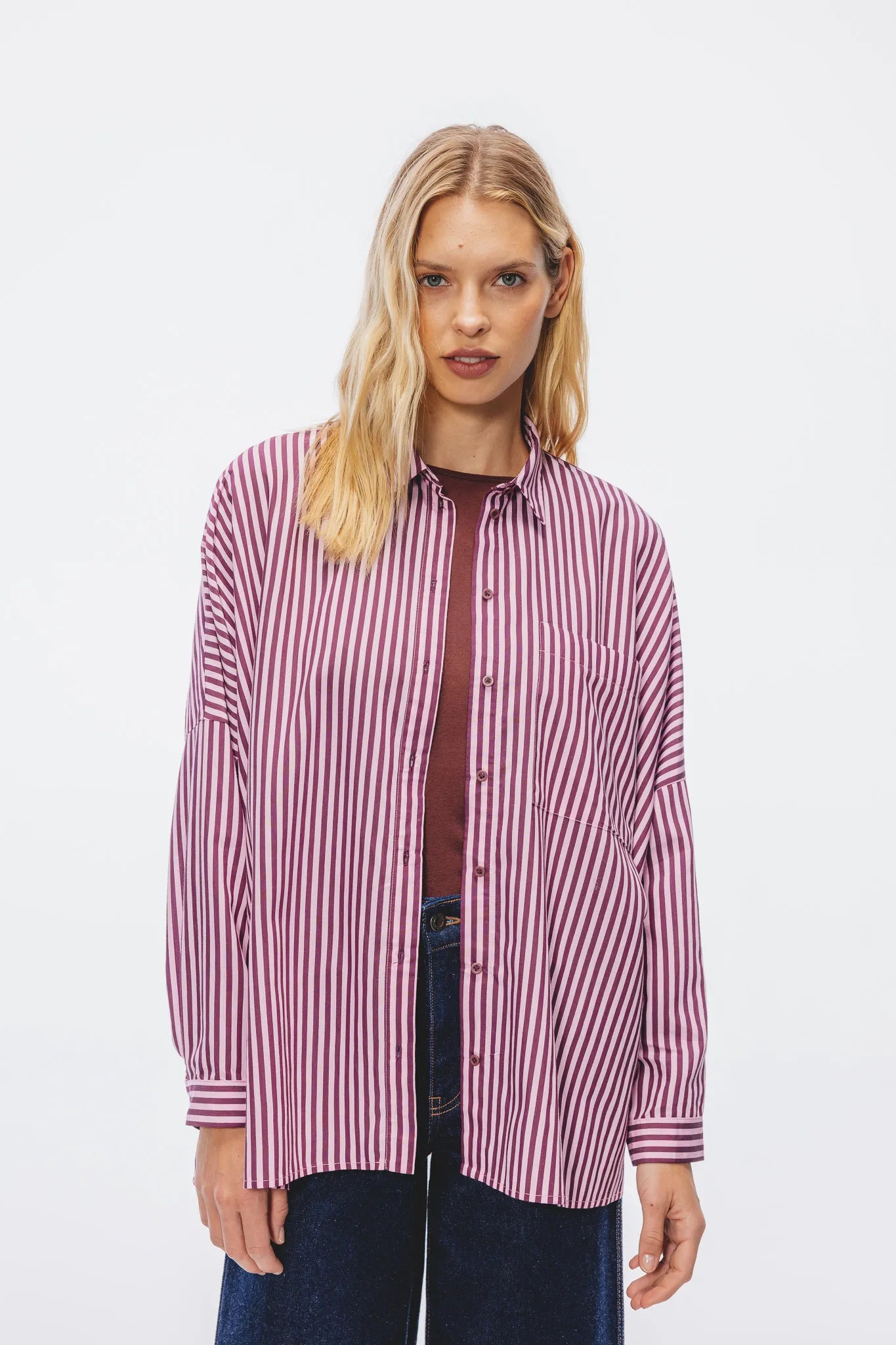 Koszula Mila Różowy-Bordowy