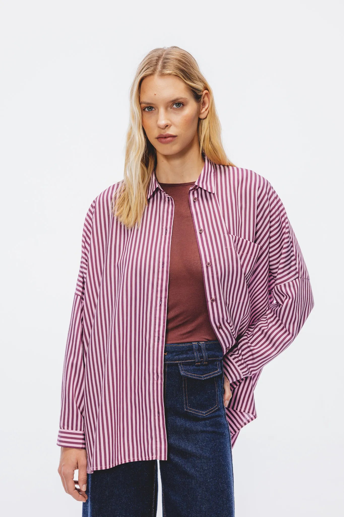 Koszula Mila Różowy-Bordowy