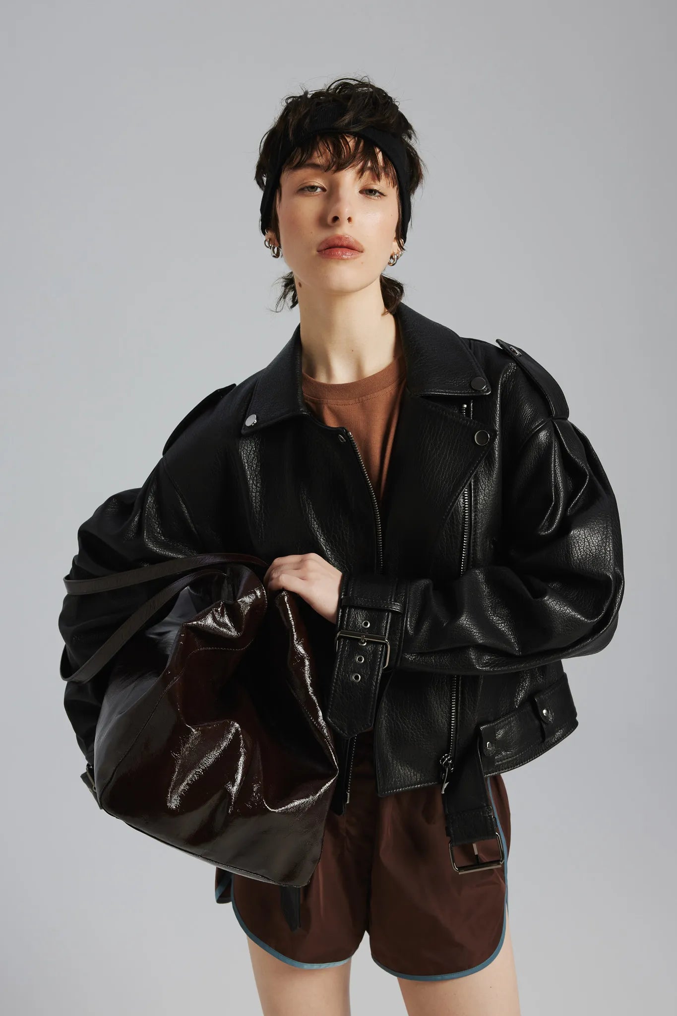 Torebka Leona Naplak Gorzka Czekolada