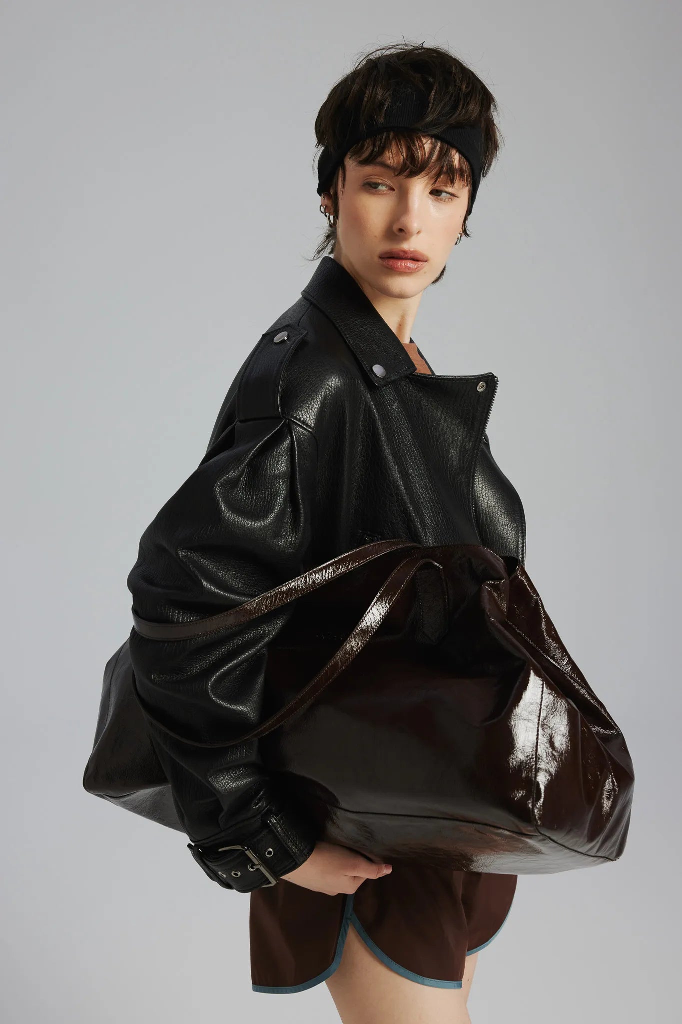 Torebka Leona Naplak Gorzka Czekolada