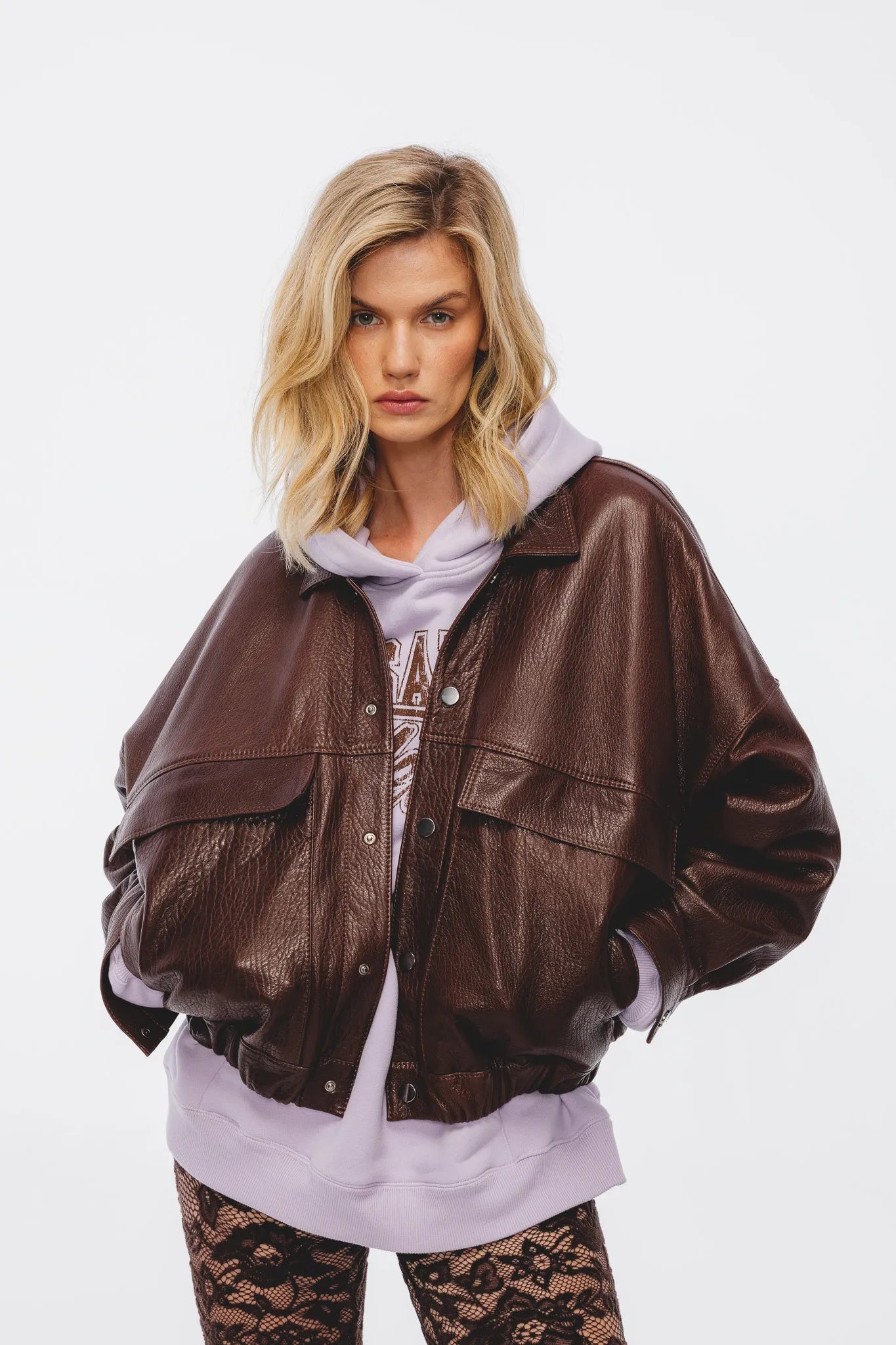 Kurtka skórzana Katarzyna Czekoladowy