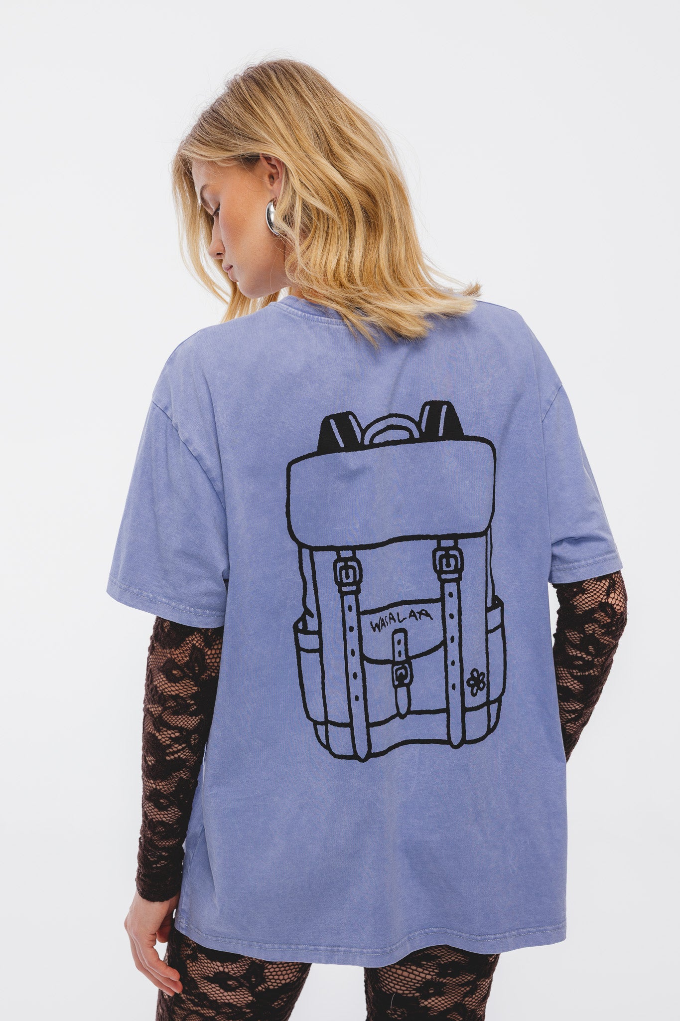 T-shirt Dru Vintage Print Sprany Jagodowy