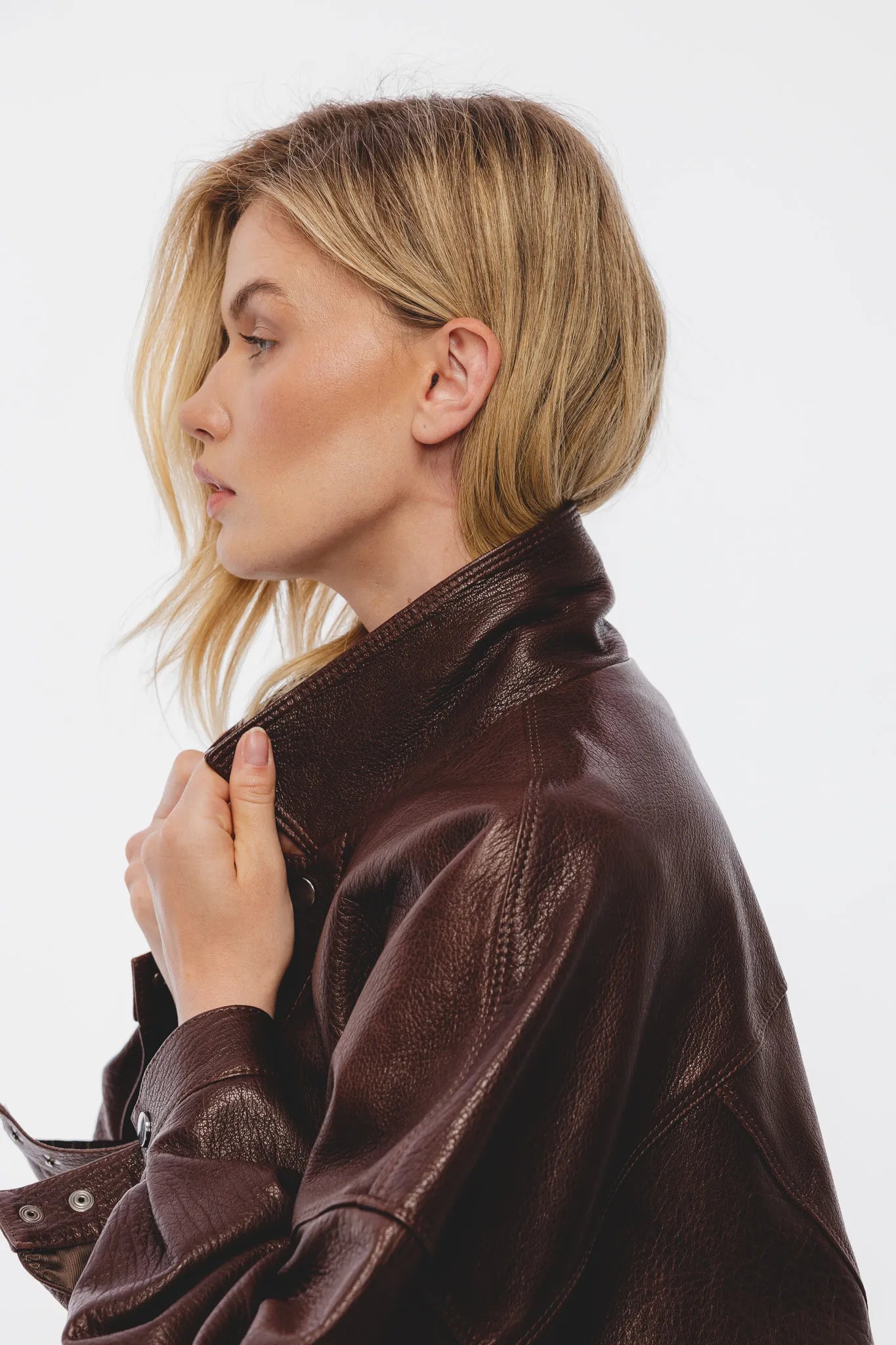 Kurtka skórzana Katarzyna Czekoladowy