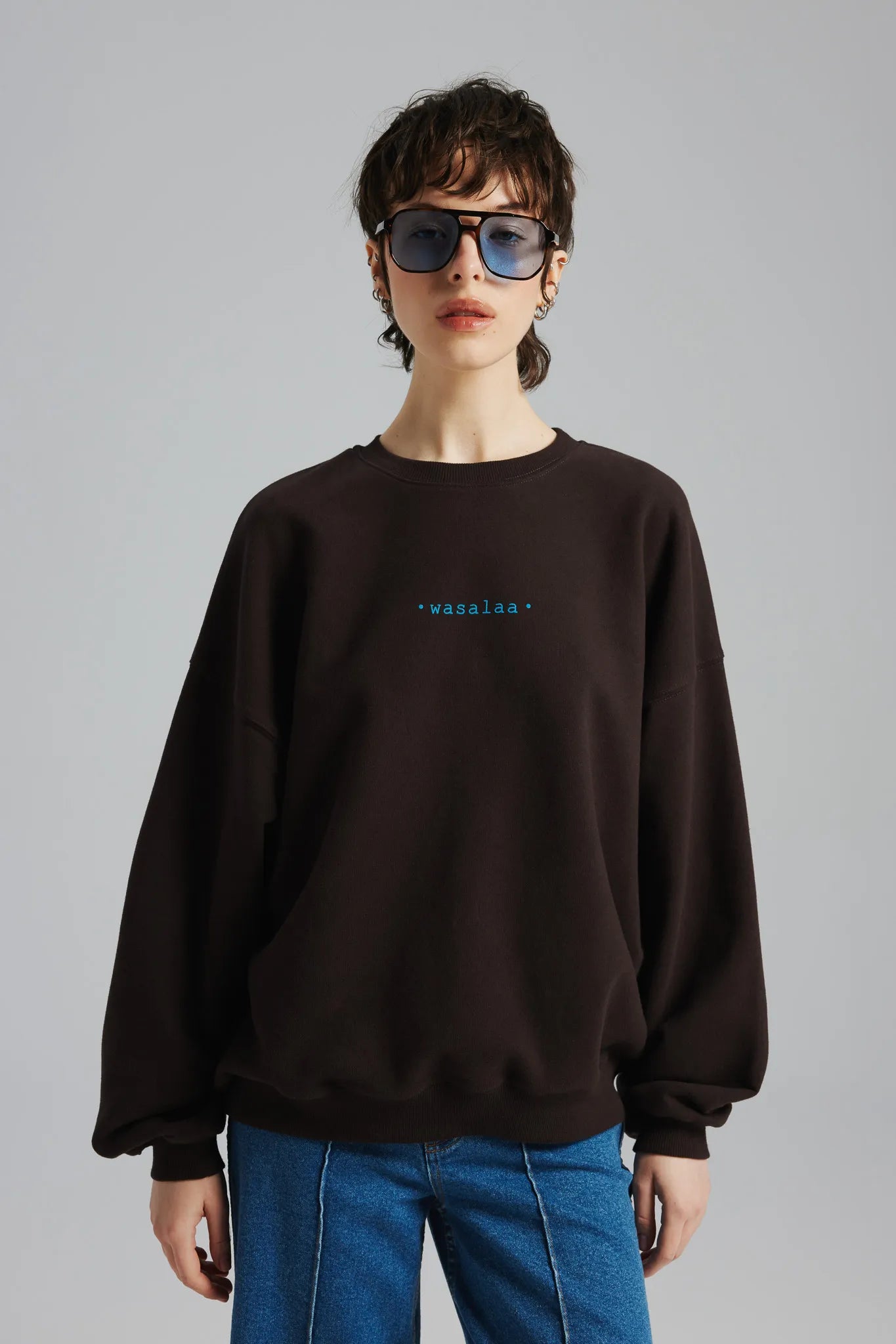 Bluza unisex Manuela Print Gorzka Czekolada