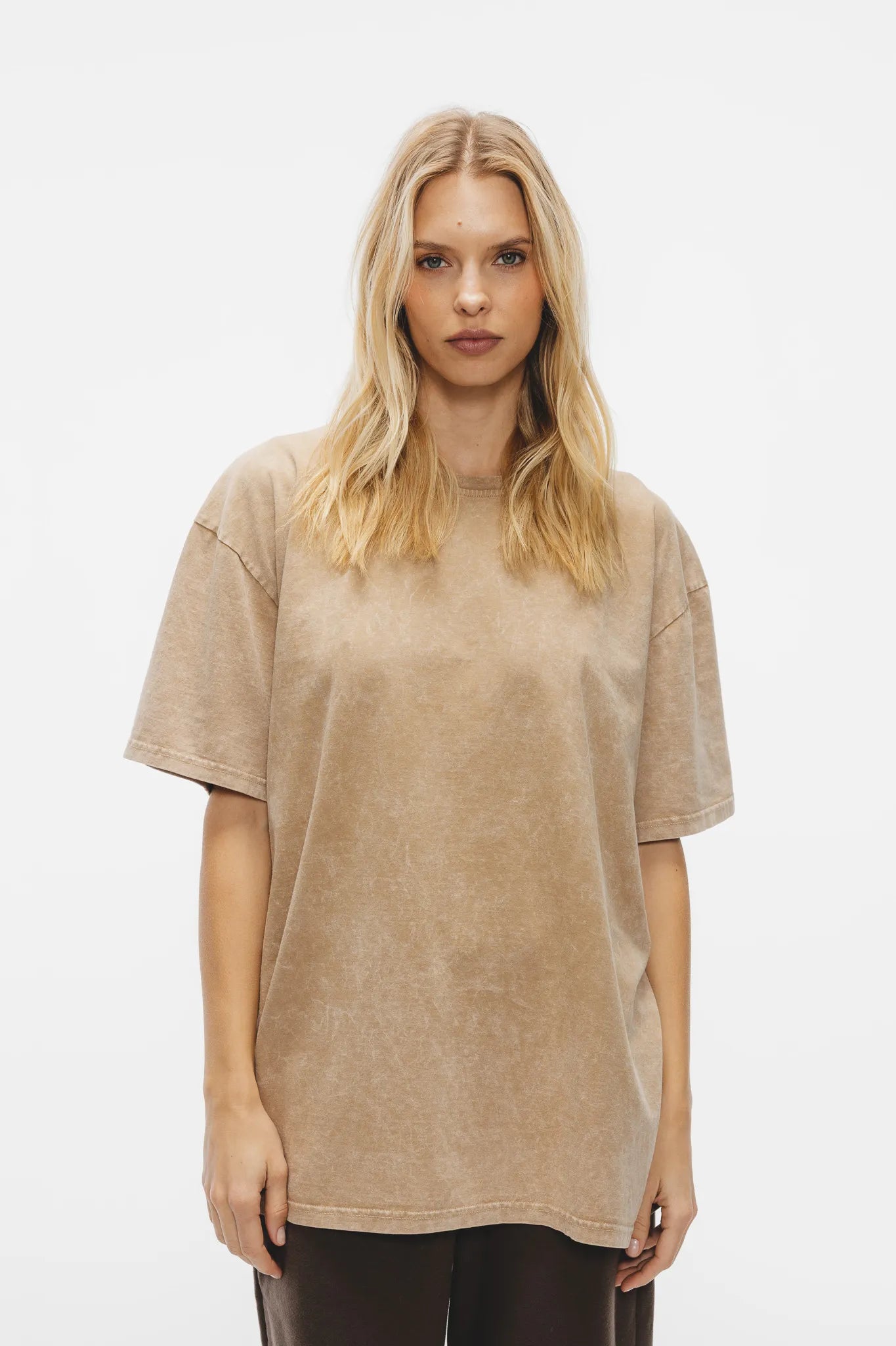 T-shirt Dru Vintage Print Sprany Karmelowy