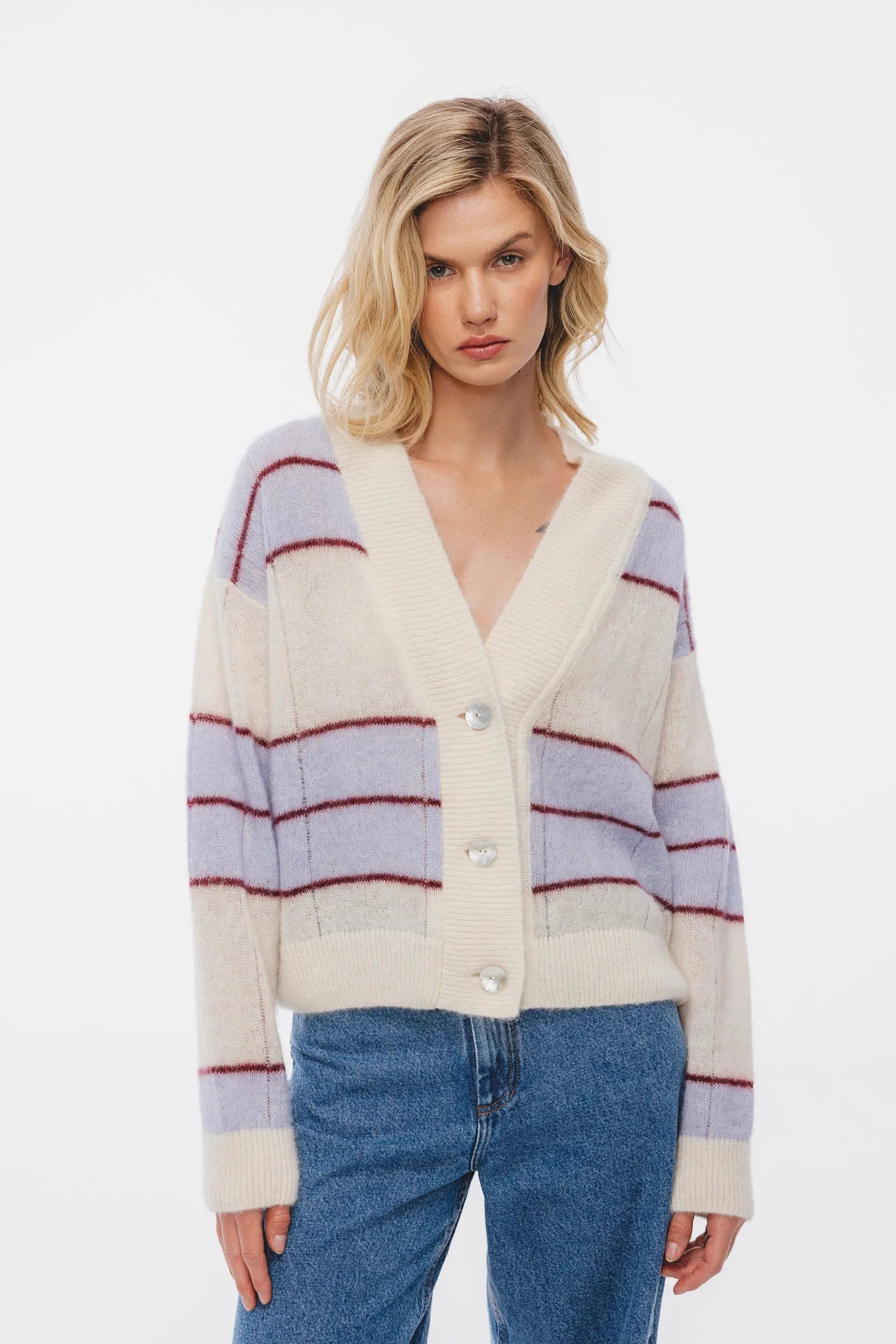 Sweter Kami Śmietankowo-Błękitny