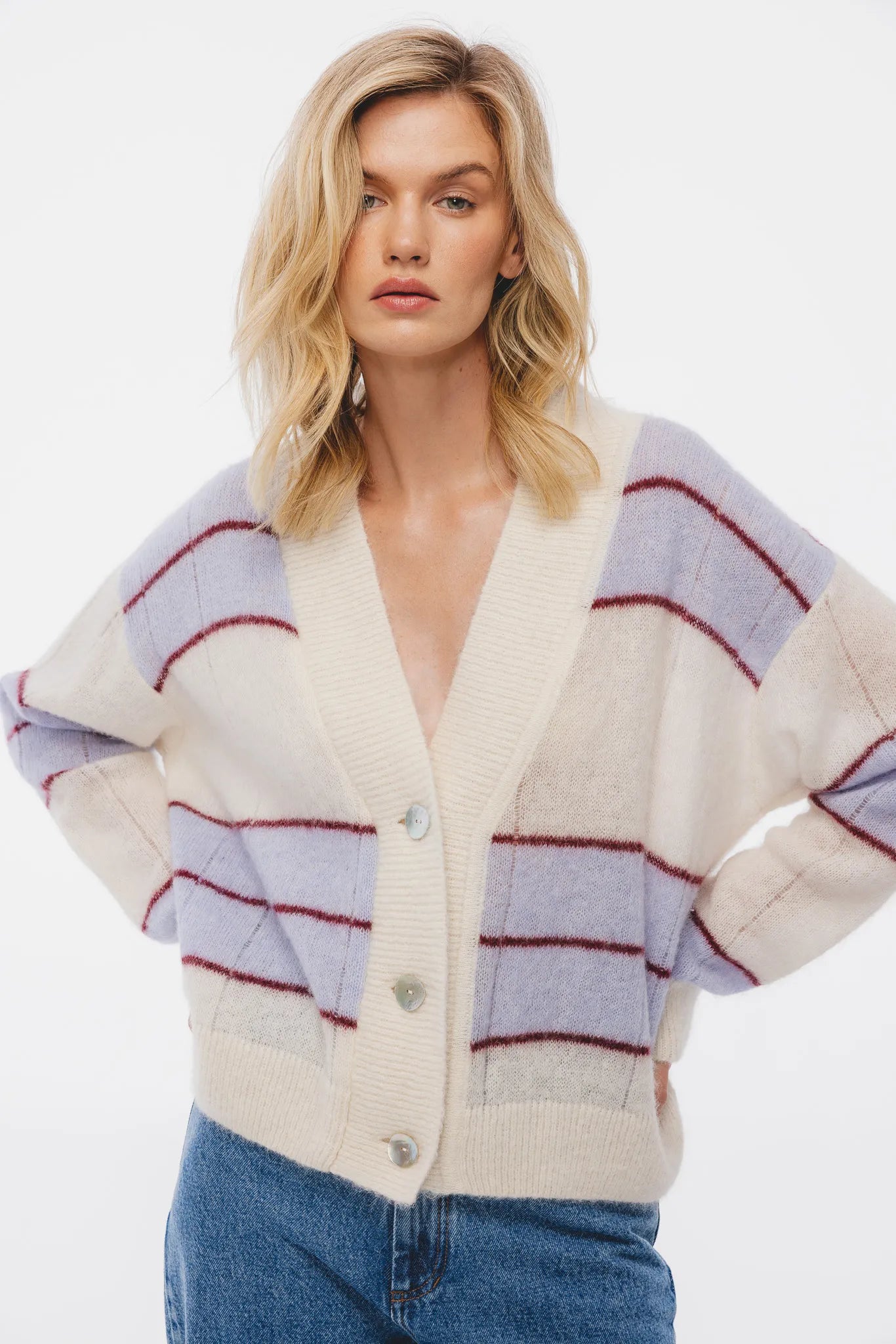 Sweter Kami Śmietankowo-Błękitny