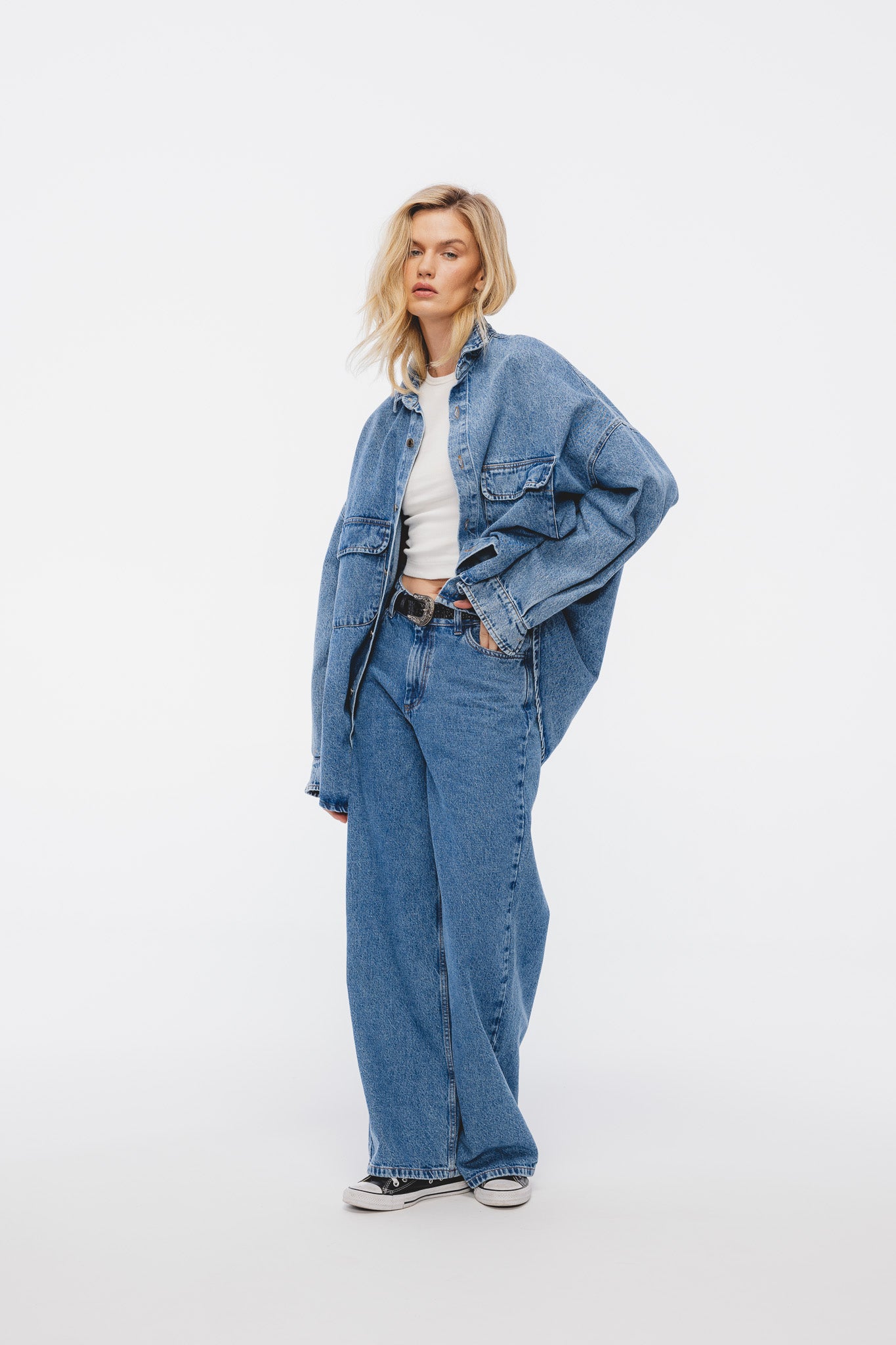 Spodnie Edyta Haft Ciemny Niebieski