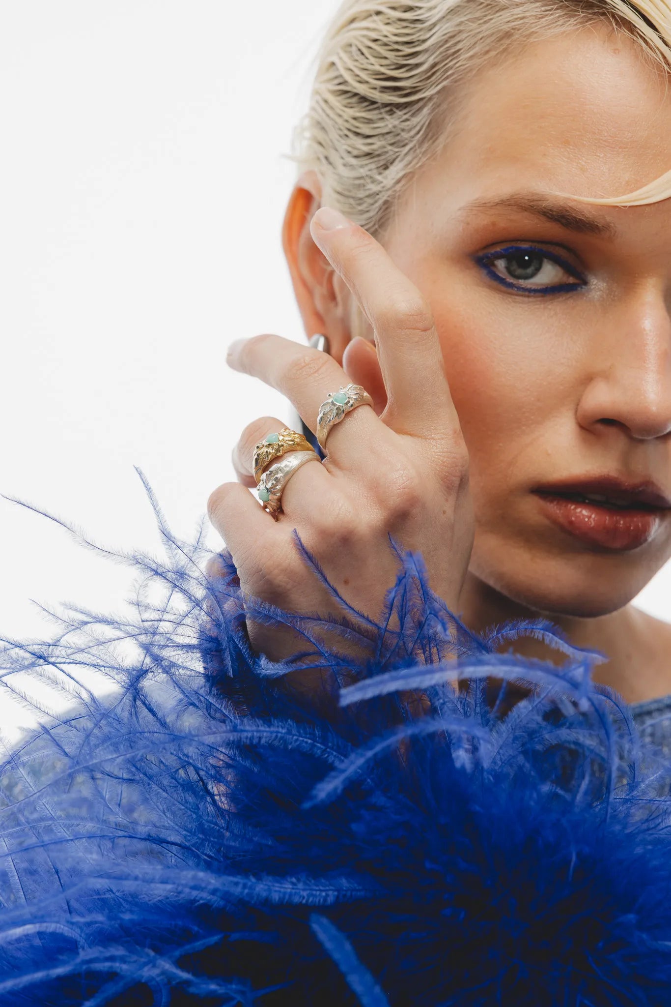 Pierścionek Oplotka Złoty Amazonit