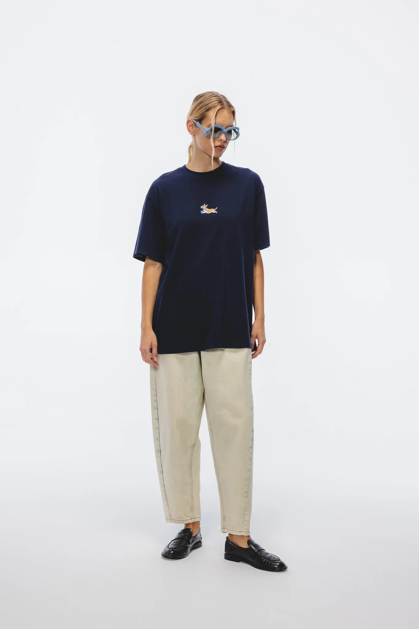 T-shirt Dru Haft Granatowy