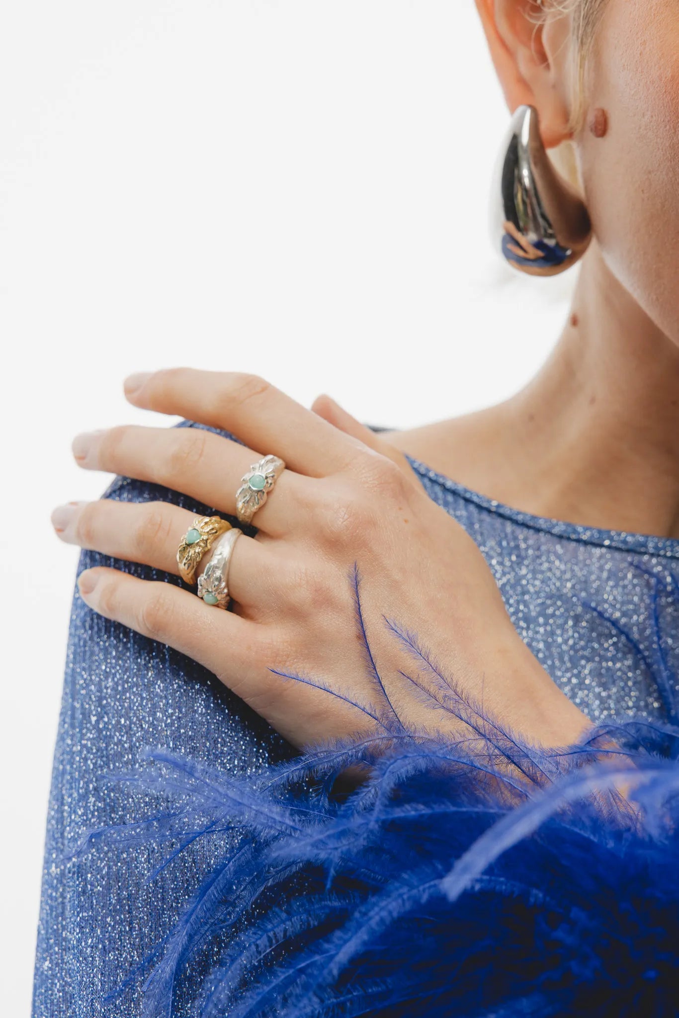 Pierścionek Oplotka Srebrny Amazonit