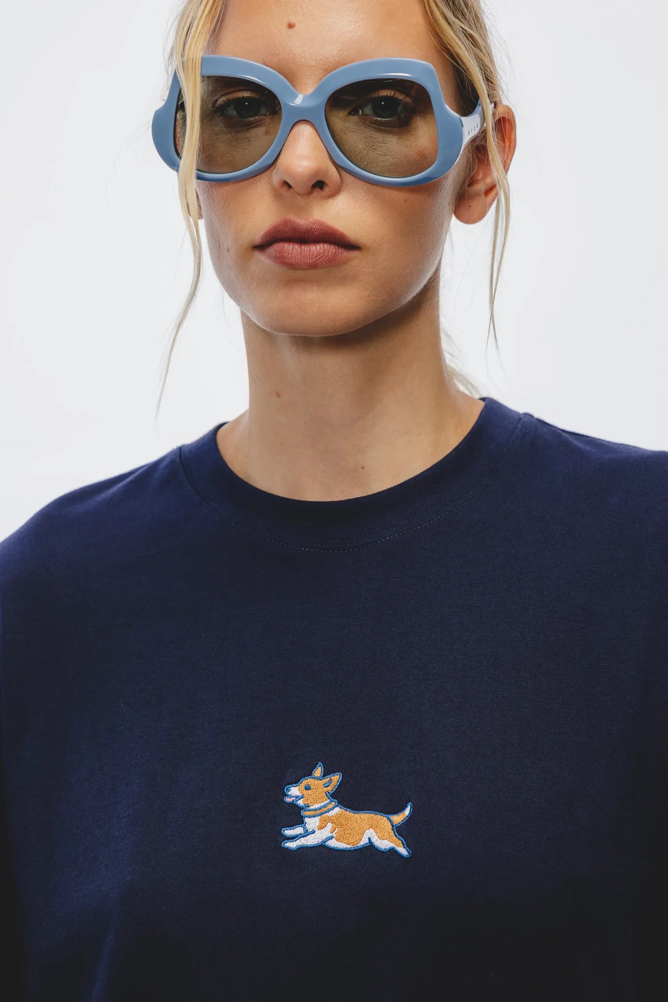 T-shirt Dru Haft Granatowy