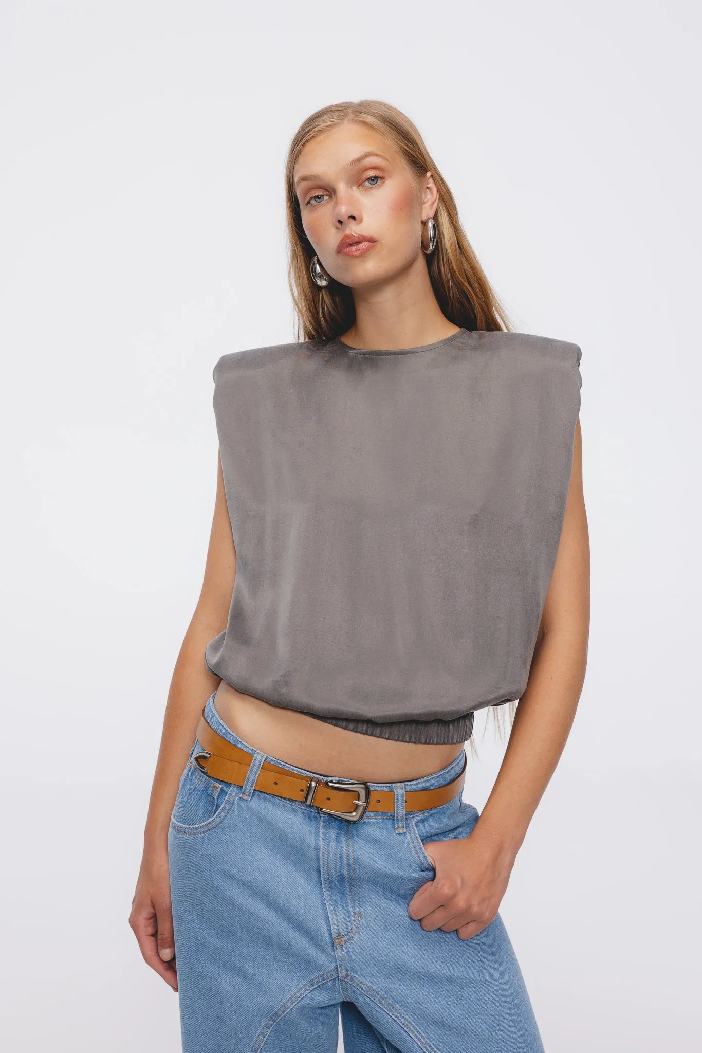 Top Heidi Stalowy Szary