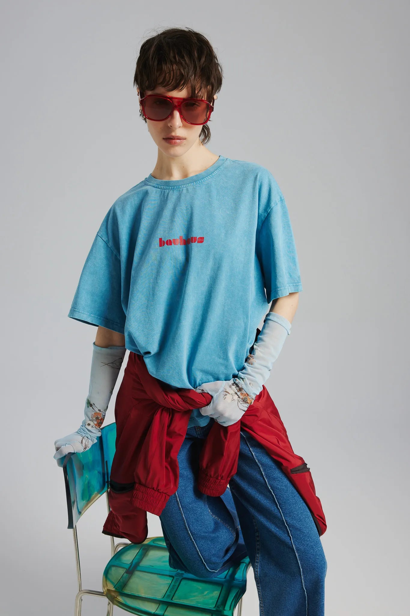 T-shirt Dru Vintage Print Sprany Morski