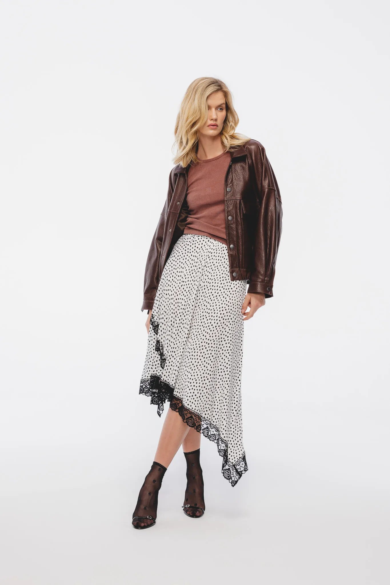 Spódnica Melisa Print Biało-Czarny