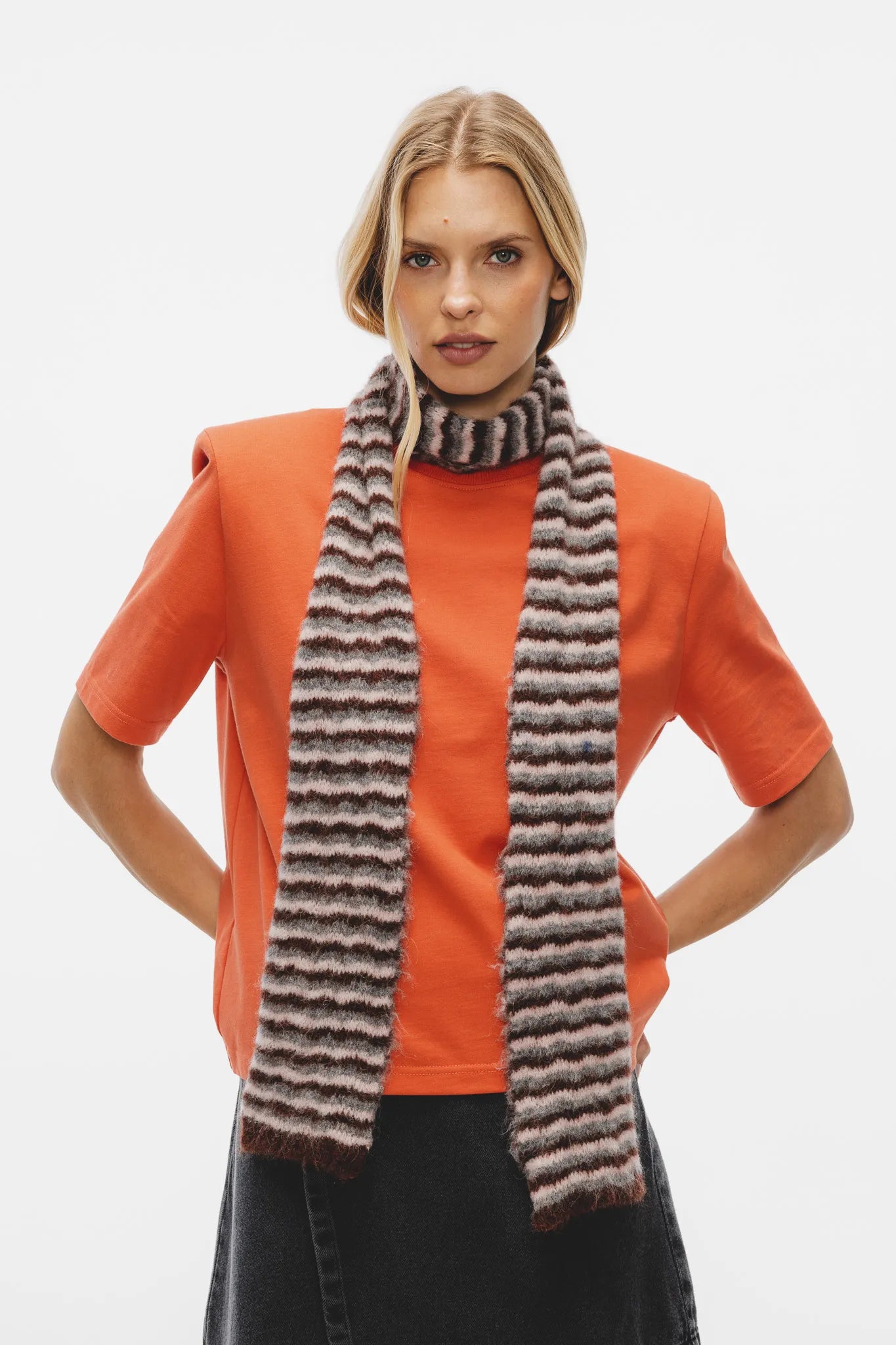 Szalik Pamela Brązowy-Szary-Róż