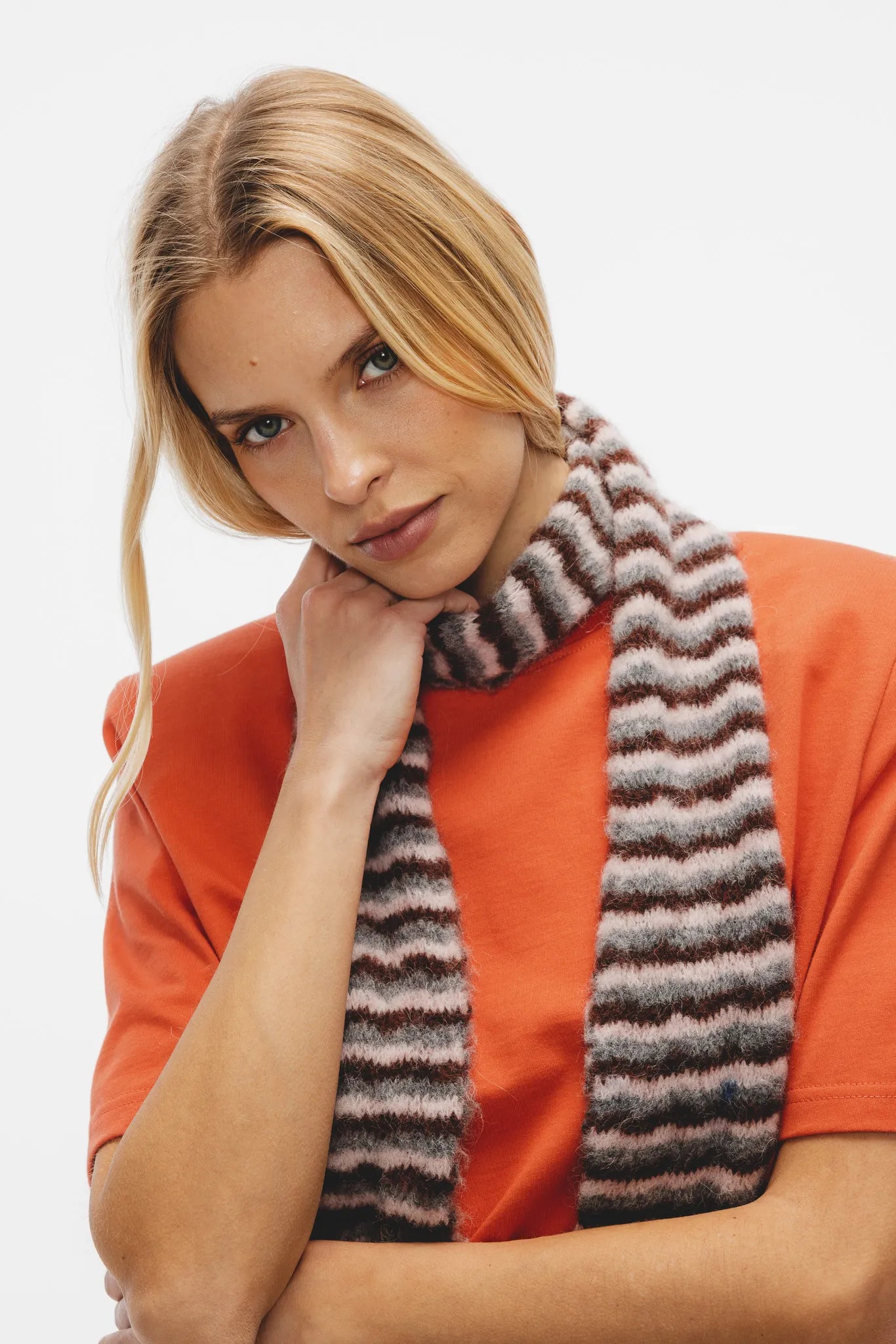 Szalik Pamela Brązowy-Szary-Róż