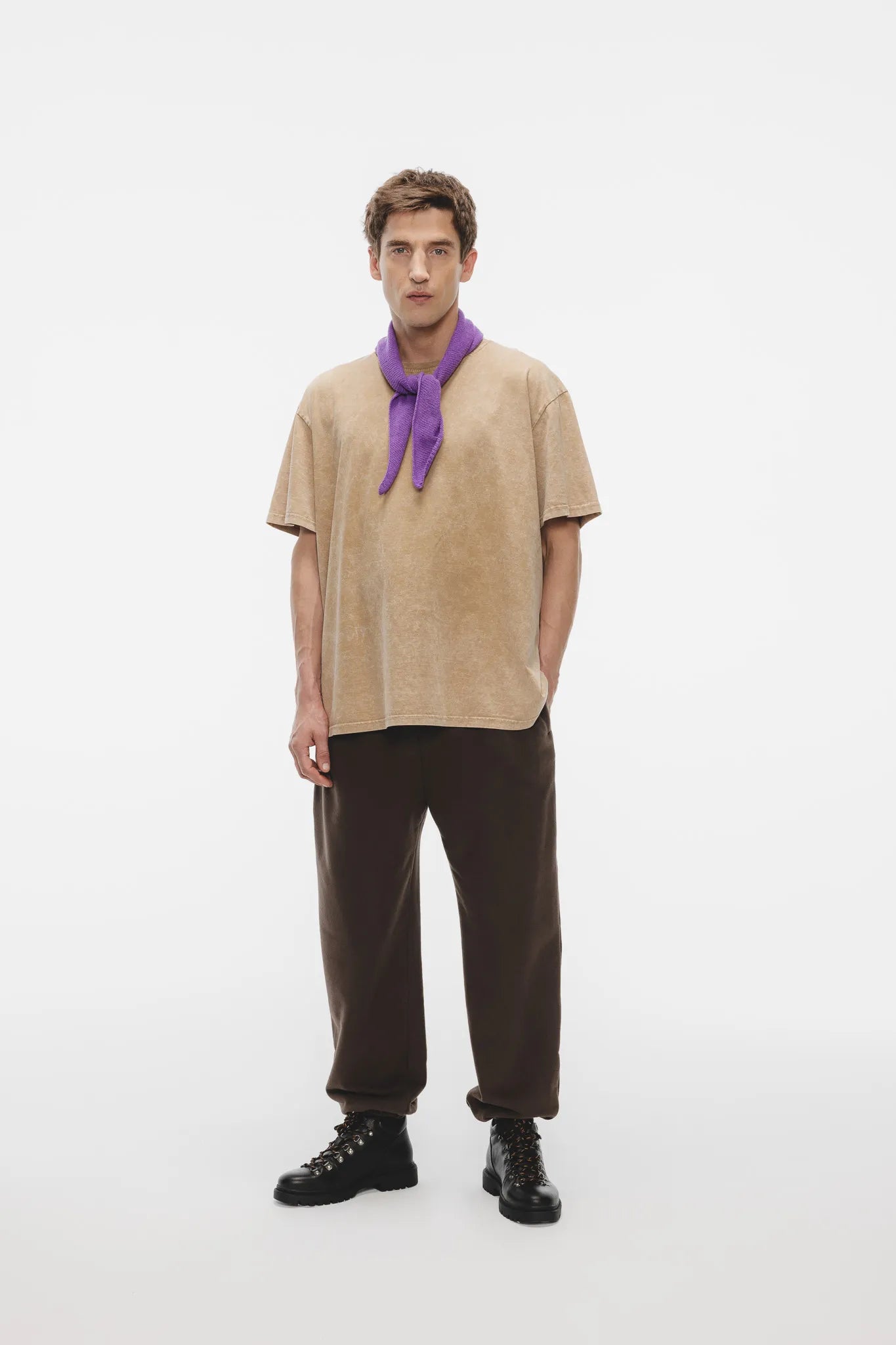 T-shirt Dru Vintage Print Sprany Karmelowy