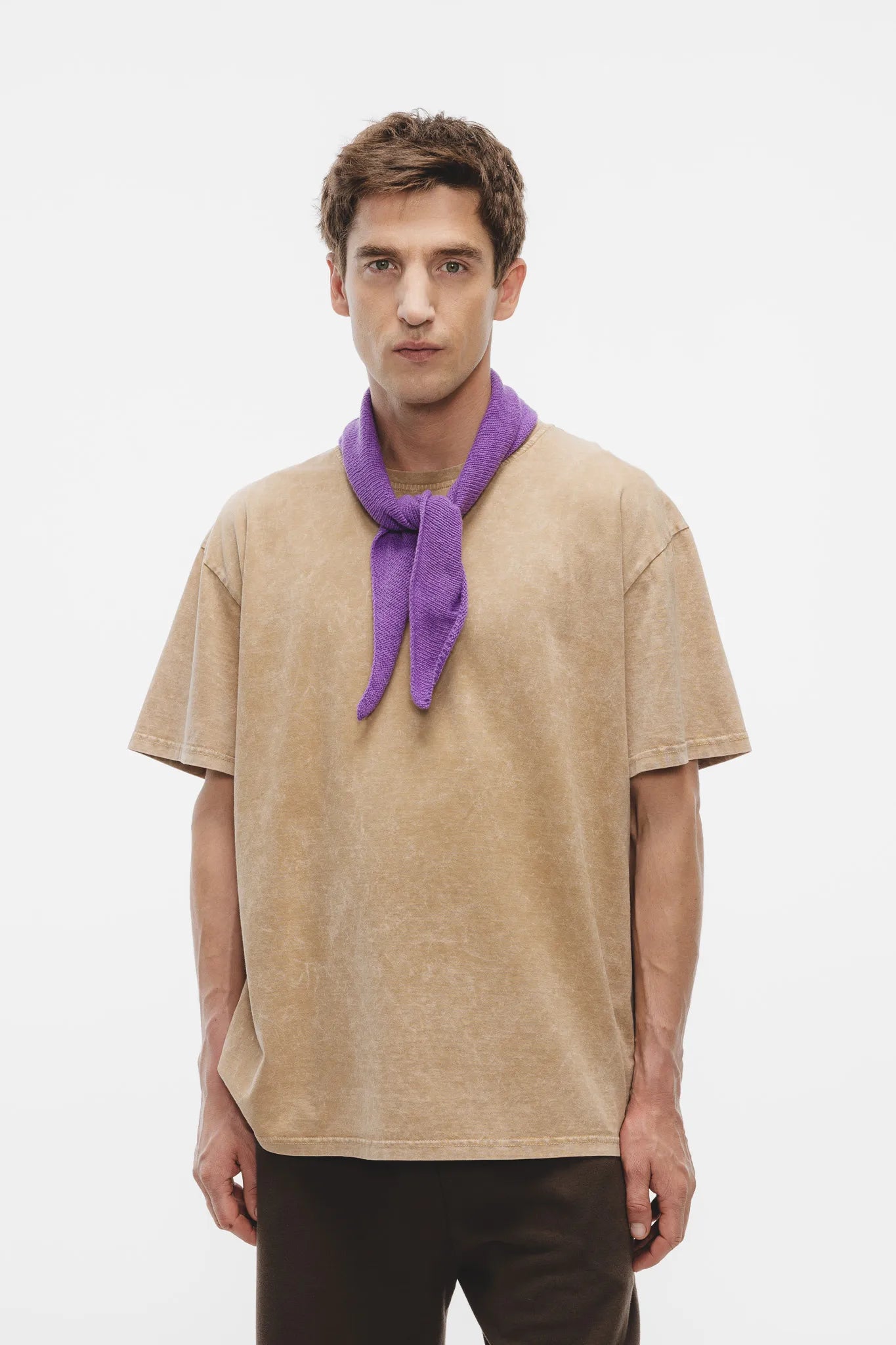 T-shirt Dru Vintage Print Sprany Karmelowy