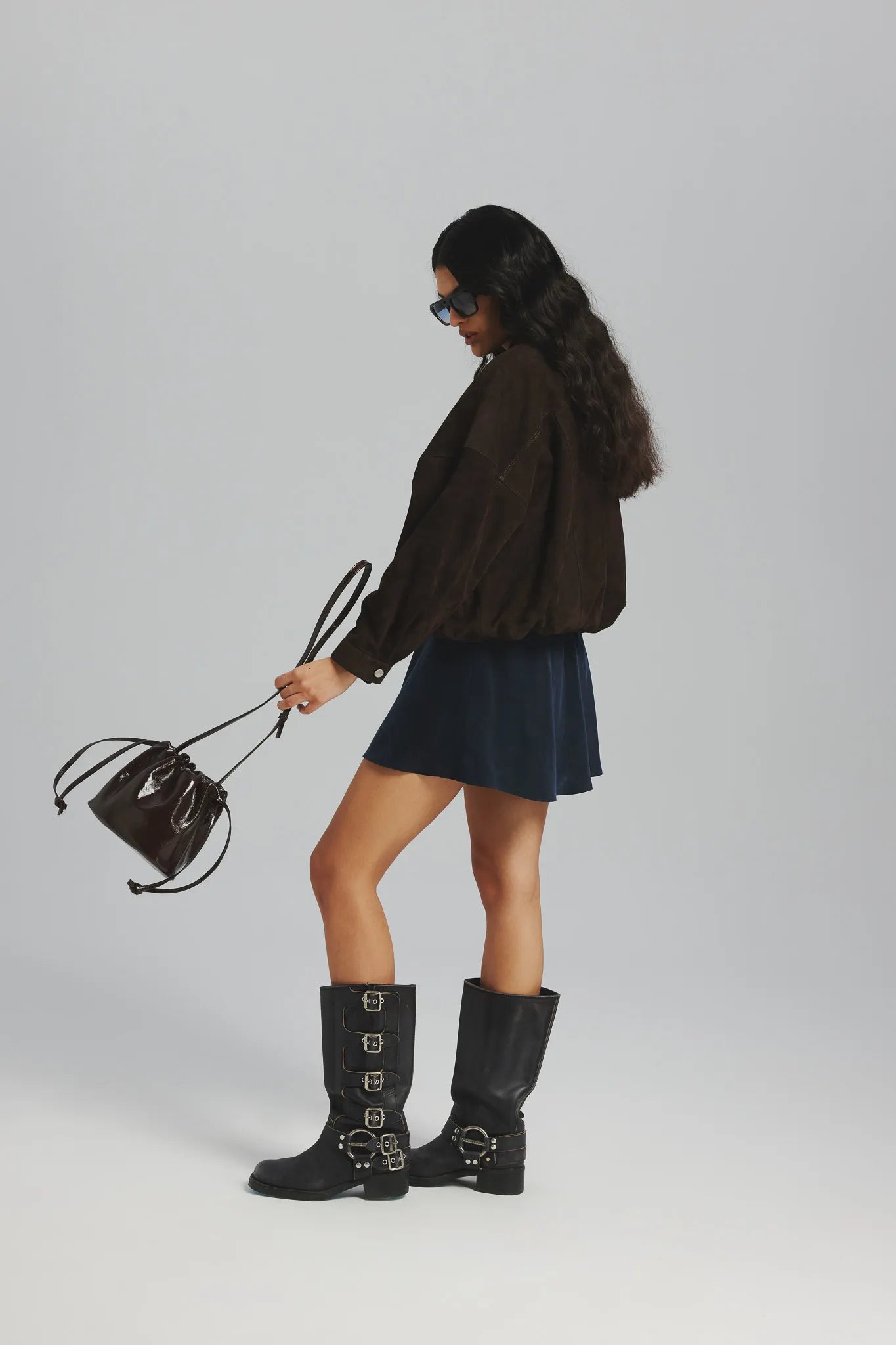 Kurtka zamszowa Katarzyna Czekoladowy