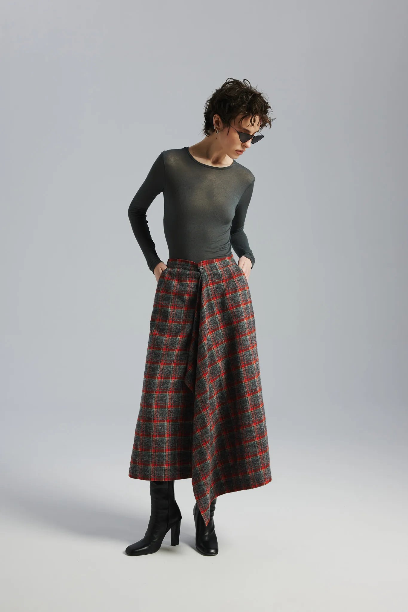 Spódnica Aysu Szary-Pomarańczowy